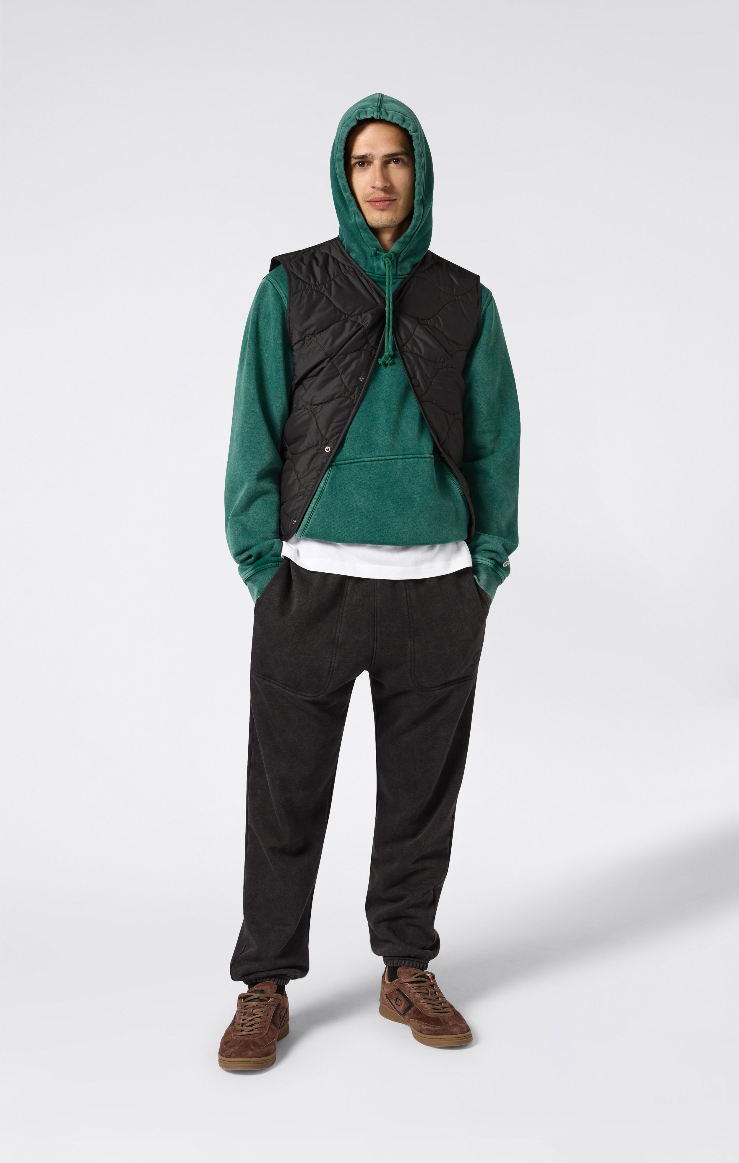 Kapuzenpullover Mit Washed-Look Und Angerautem Innenmaterial Icons Herren