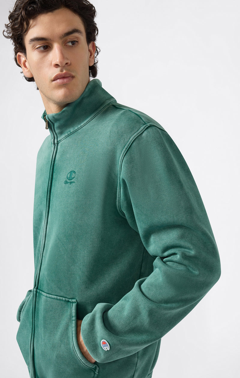 Sweatshirt Mit Durchgehendem Reißverschluss, Washed-Look Und Angerautem Innenmaterial Icons Herren