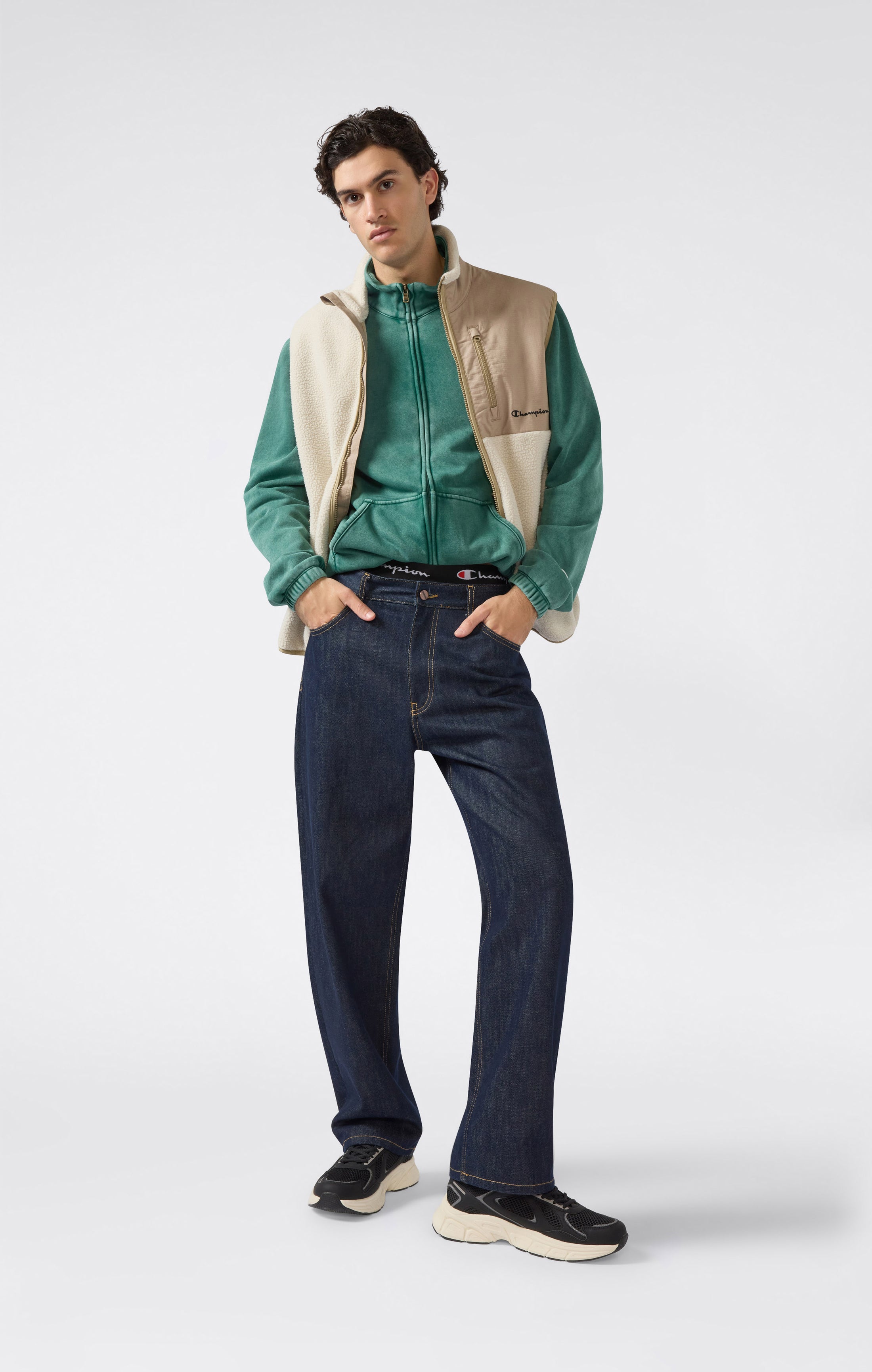 Sweatshirt Mit Durchgehendem Reißverschluss, Washed-Look Und Angerautem Innenmaterial Icons Herren