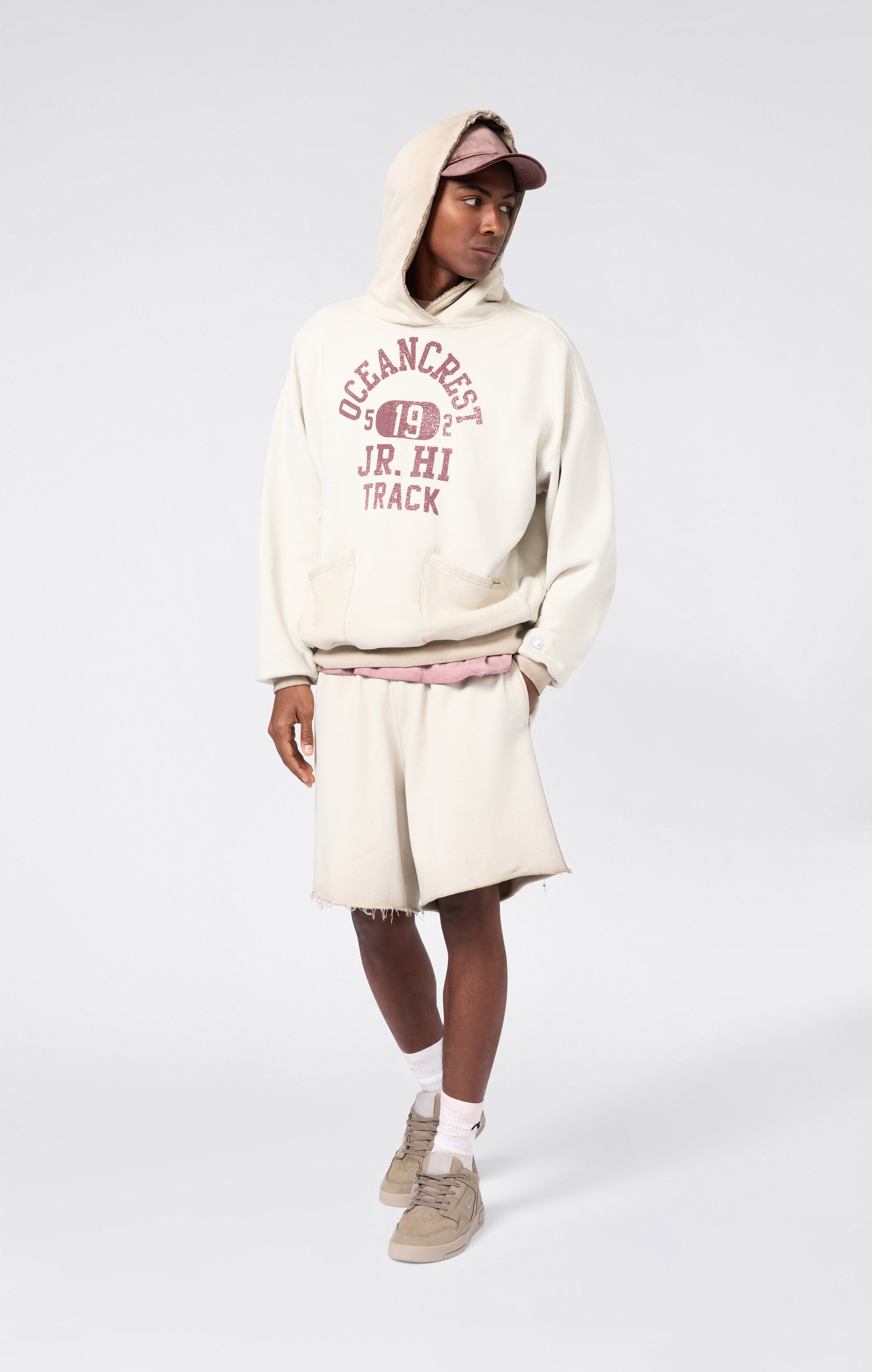 Men's Washed Hooded Sweatshirt Loose Fit Time Capsule Cream