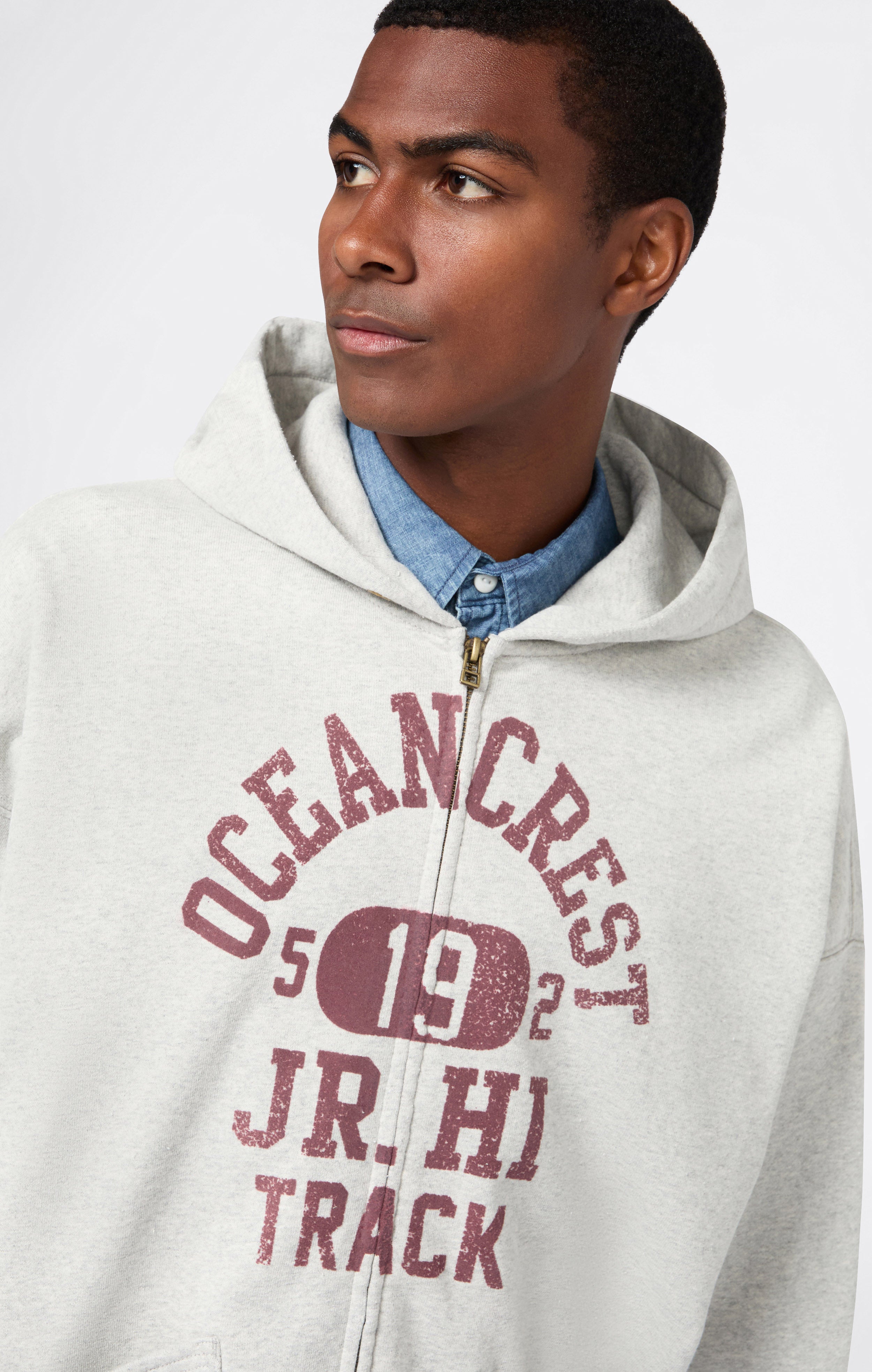 Sweat À Capuche Homme Effet Délavé Avec Zip Intégrale Coupe Loose Fit Time Capsule