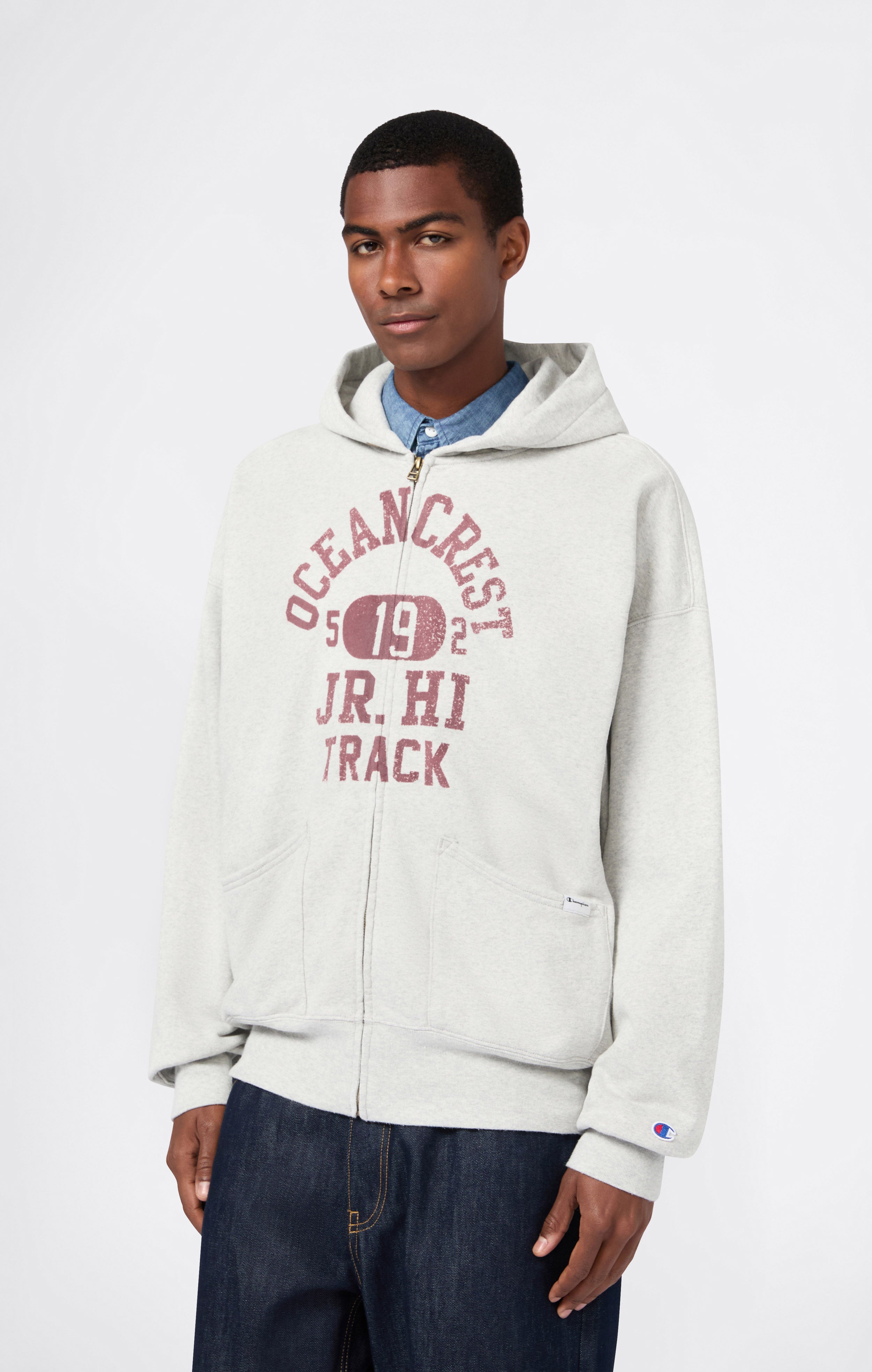Men's Washed Full Zip Hoodie Loose Fit Time Capsule Light