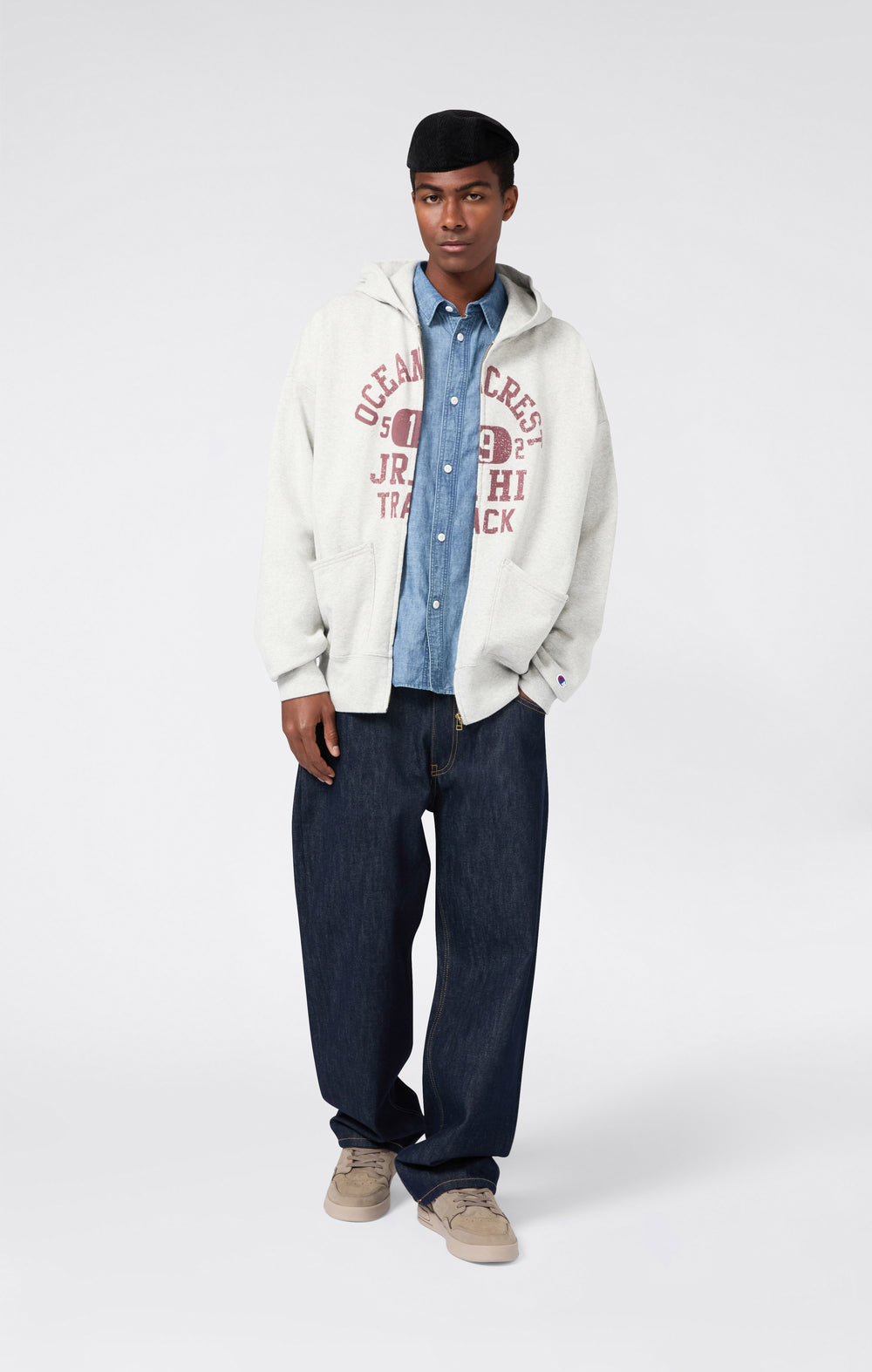 Herren Kapuzenpullover Mit Reißverschluss Und Wascheffekt Loose Fit Time Capsule
