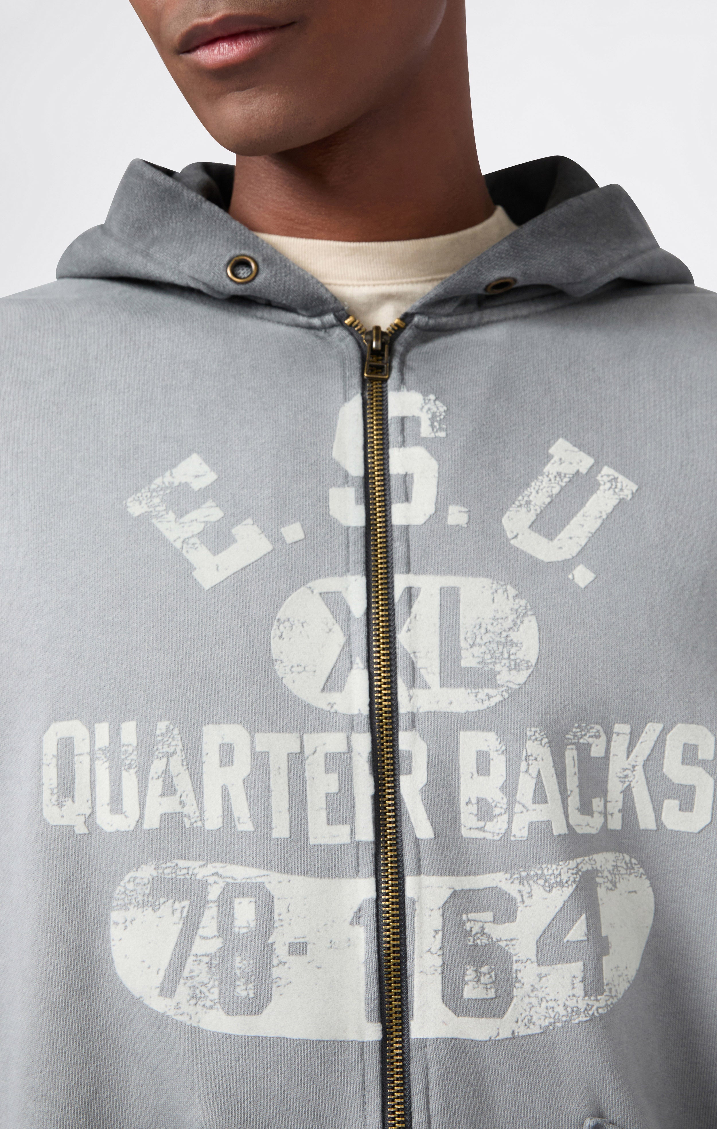 Sudadera Con Capucha Hombre Efecto Lavado Y Cremallera Corte Loose Fit Time