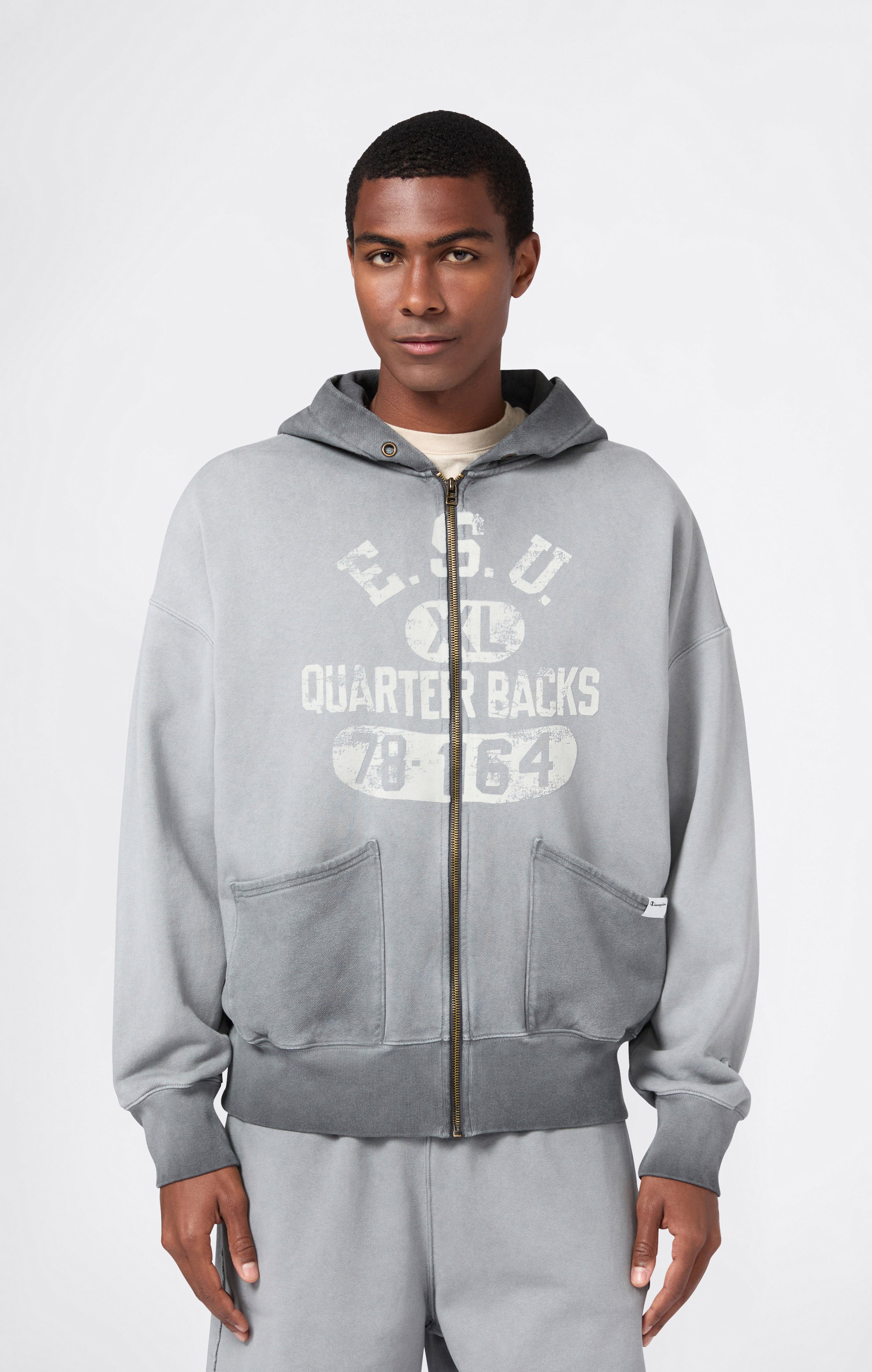 Sudadera Con Capucha Hombre Efecto Lavado Y Cremallera Corte Loose Fit Time