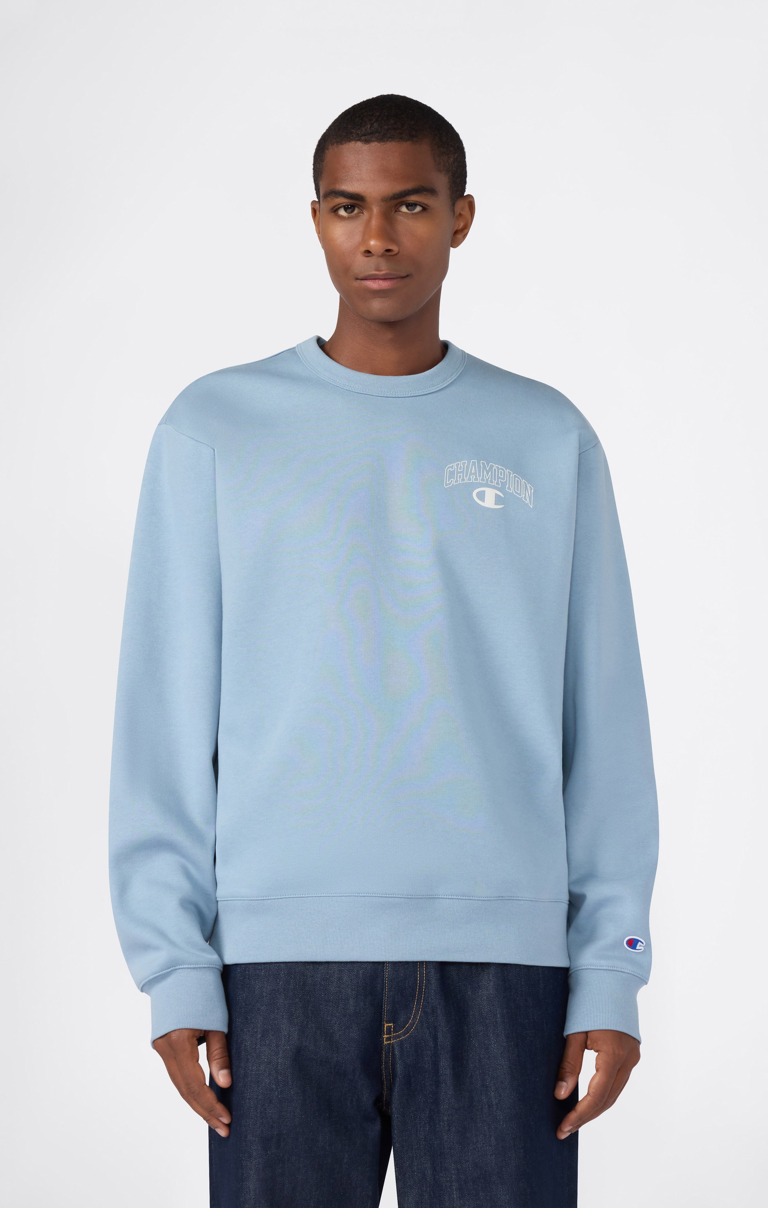 Men's Fleece Crewneck Sweatshirt Street Varsity Light Blue state