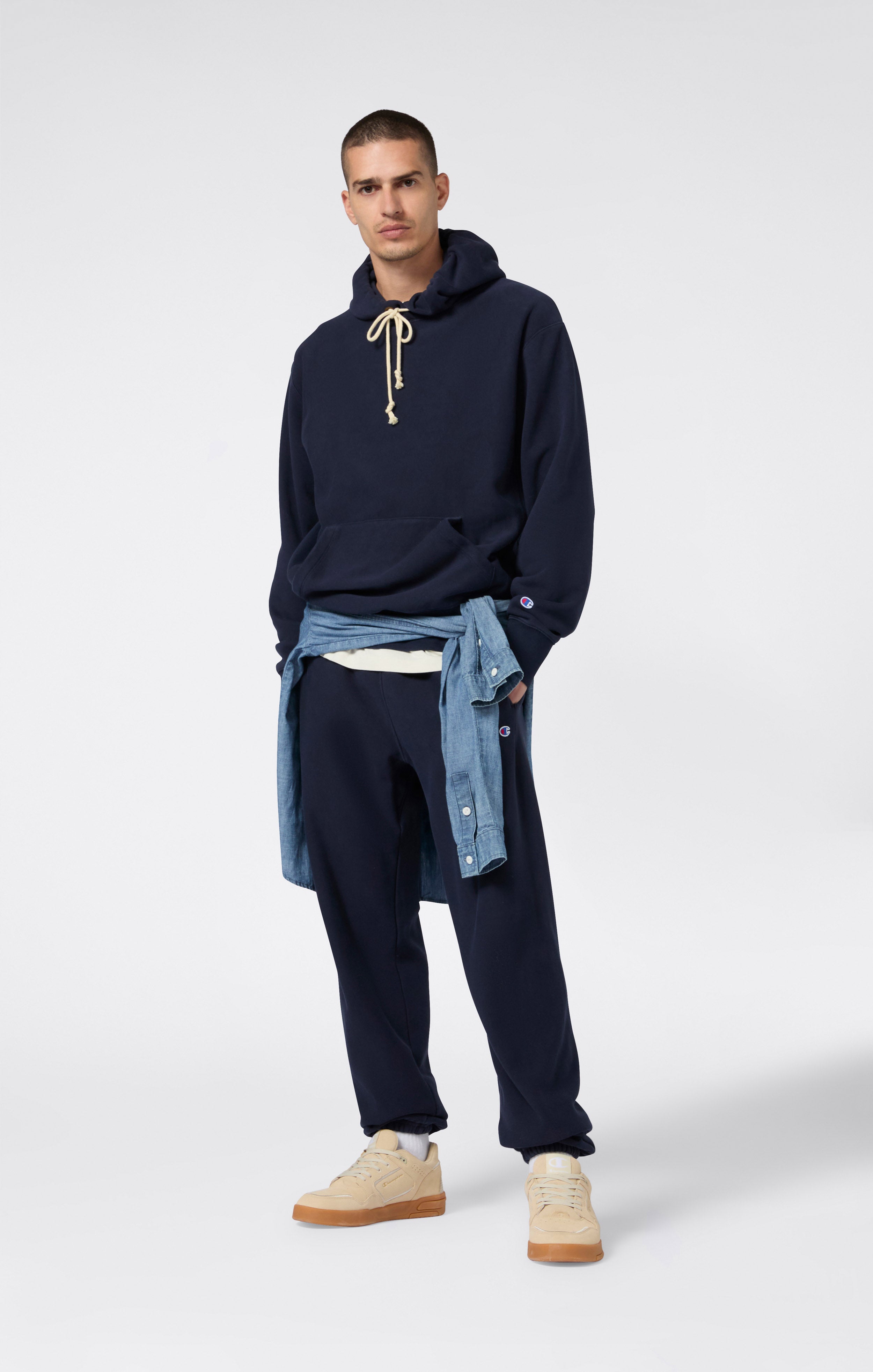 Felpa Leggera con Cappuccio da Uomo Reverse Weave