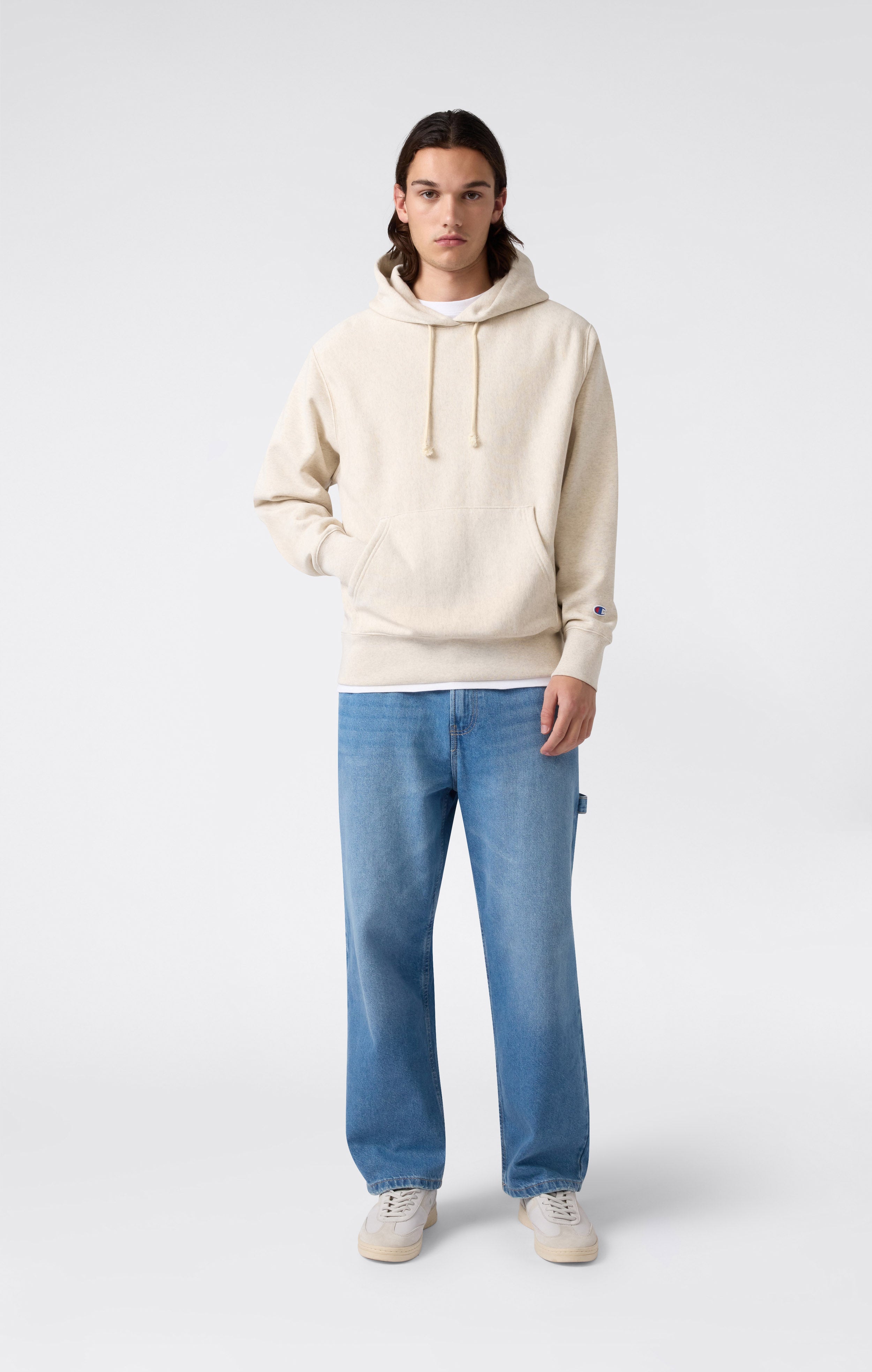 Felpa Leggera con Cappuccio da Uomo Reverse Weave