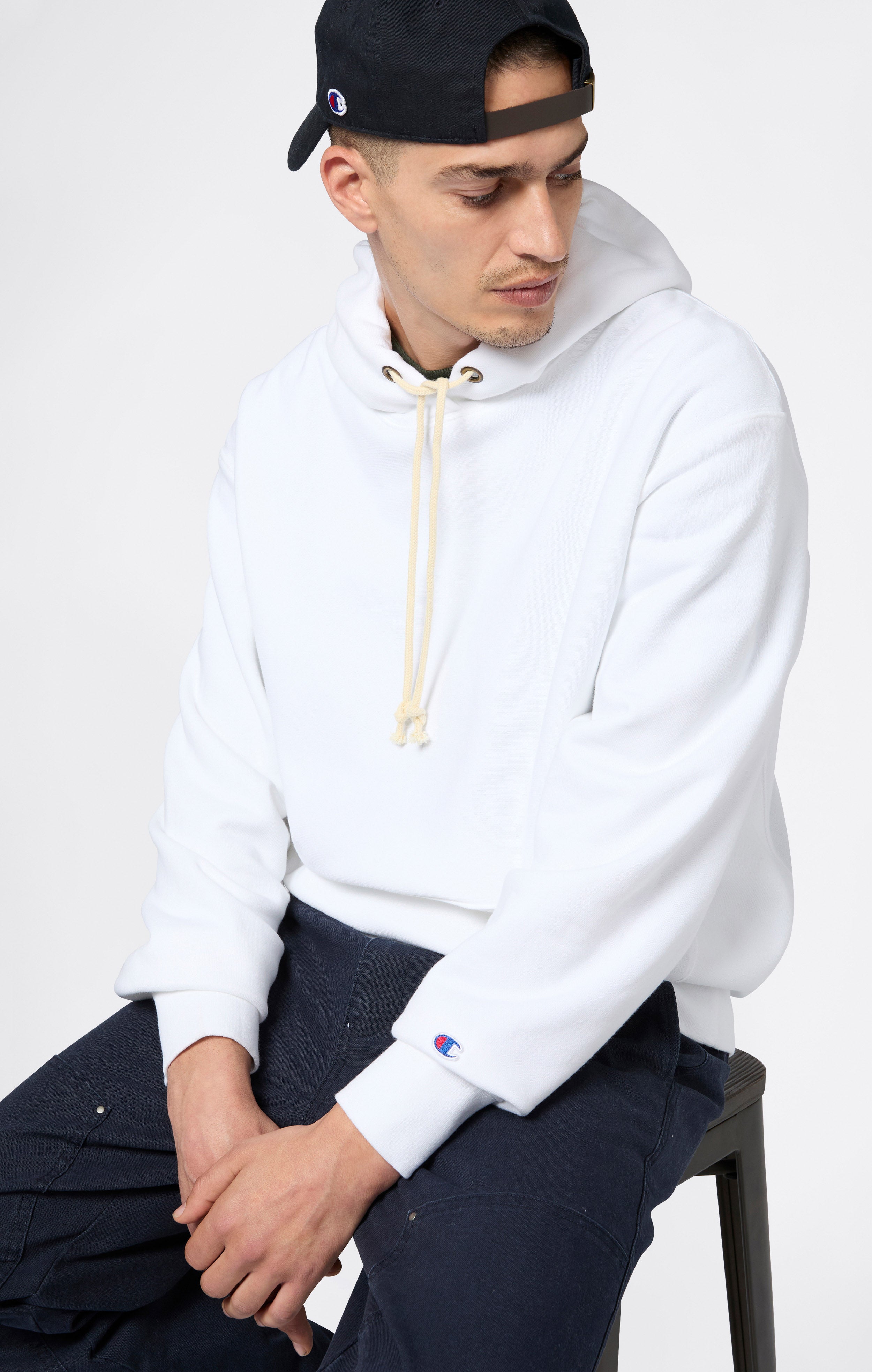 Felpa Leggera con Cappuccio da Uomo Reverse Weave