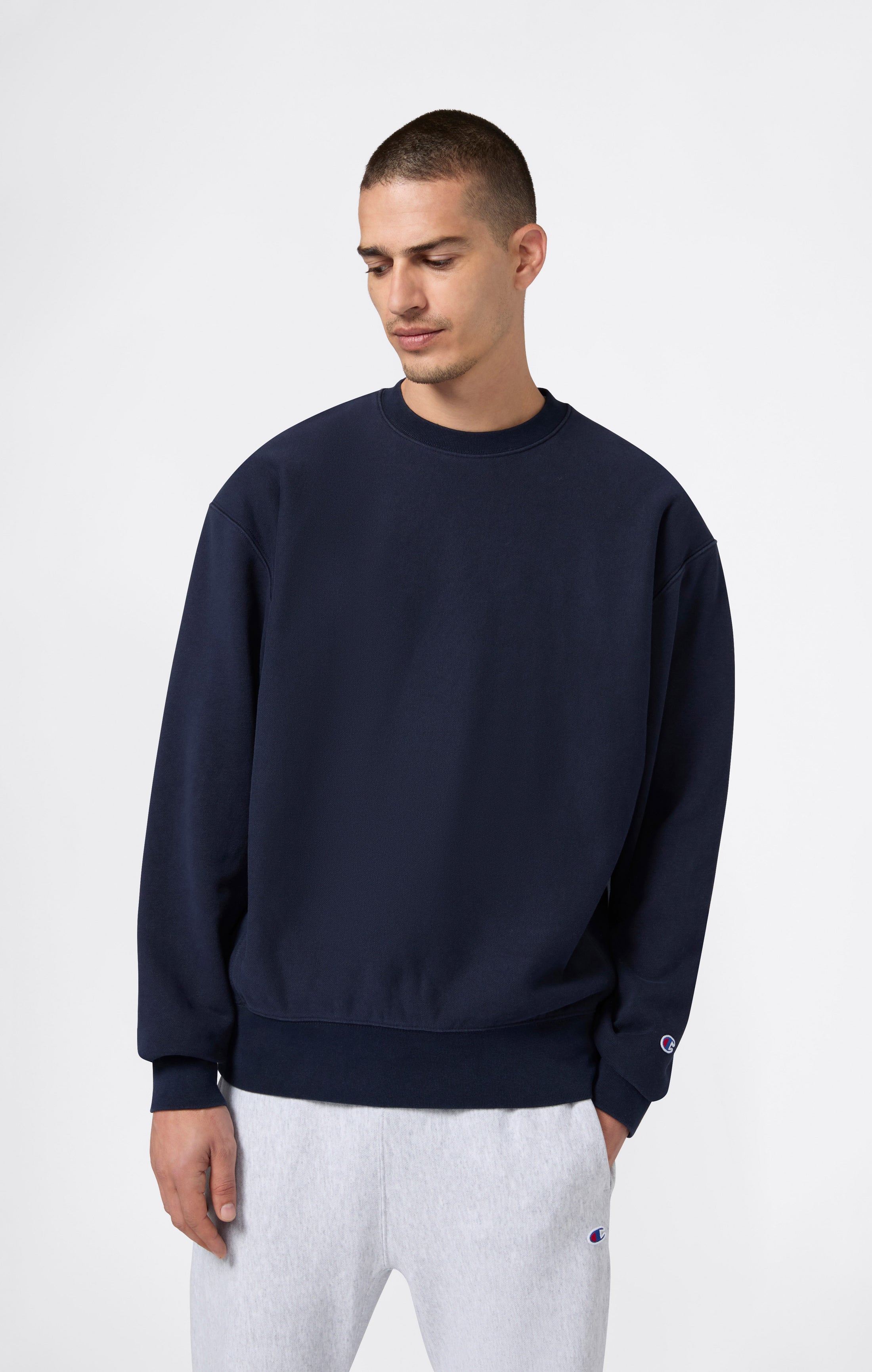 Leichter Herren Sweatshirt mit Rundhalsausschnitt Reverse Weave