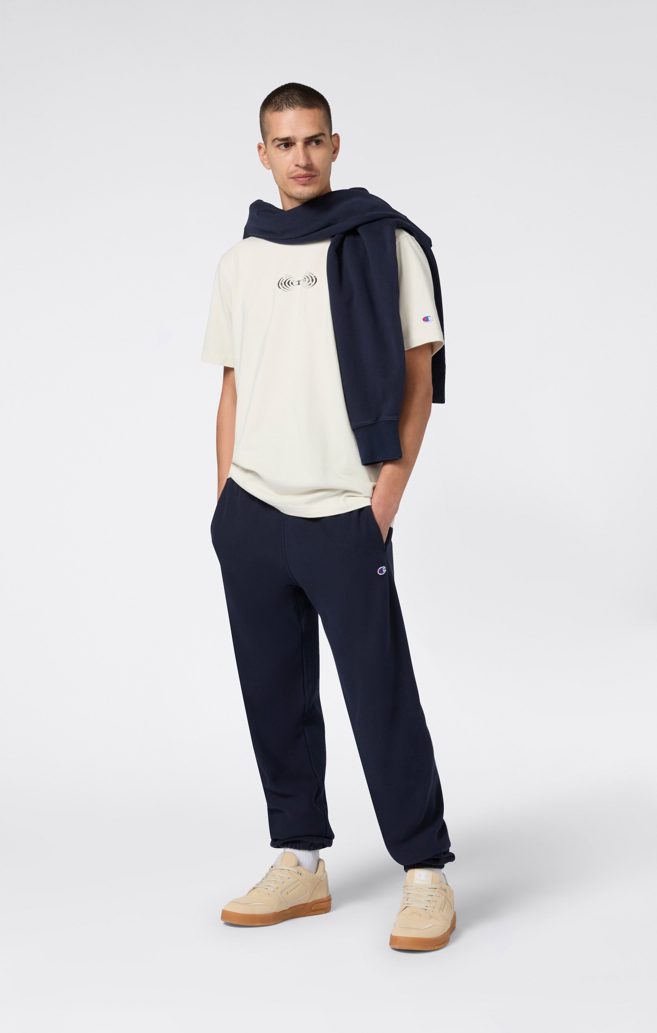 Pantaloni Joggers Leggeri da Uomo con Polsino Elasticizzato Reverse Weave