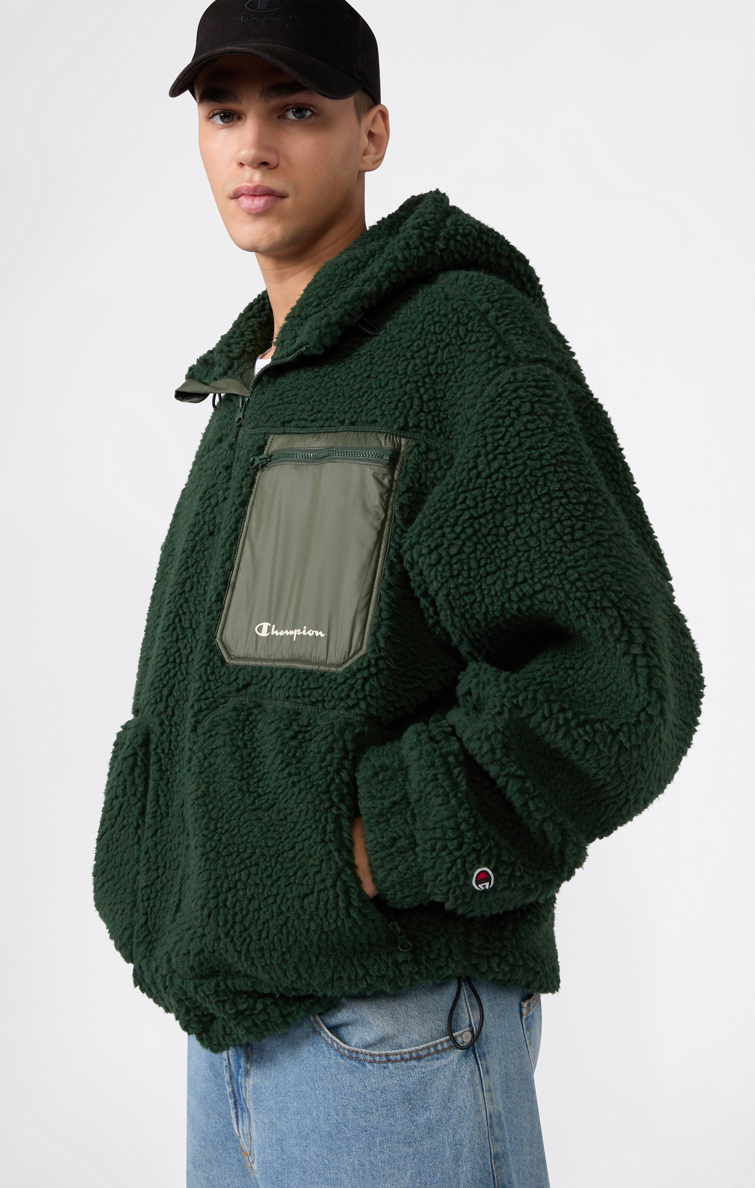 Giacca Polar Teddy con Cappuccio e Zip Intera da Uomo