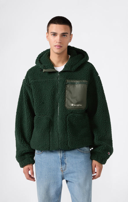 Herren Polar Teddy Kapuzenjacke mit durchgehendem Reißverschluss