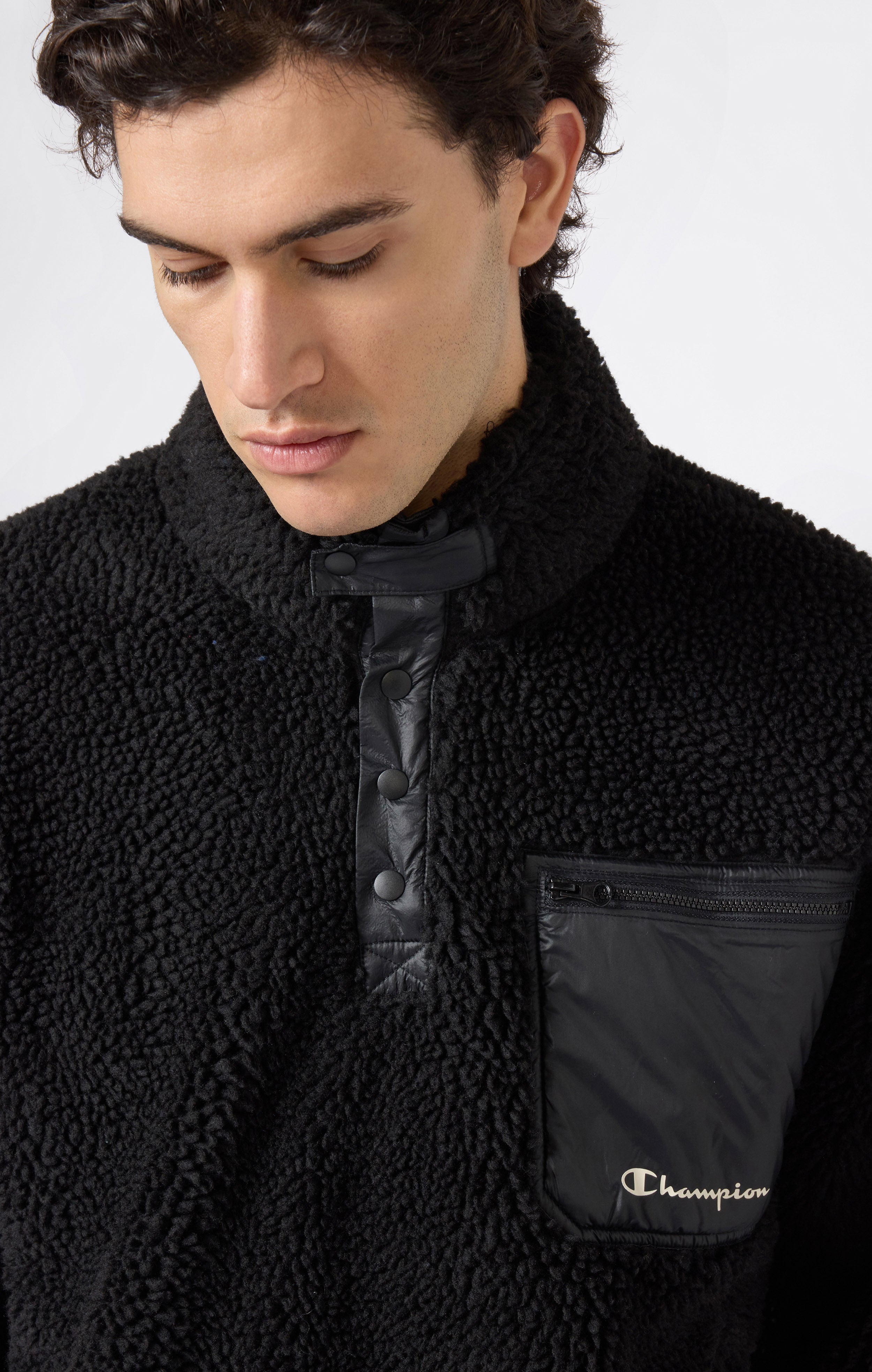 Top Polar Teddy Con Mezza Zip da Uomo