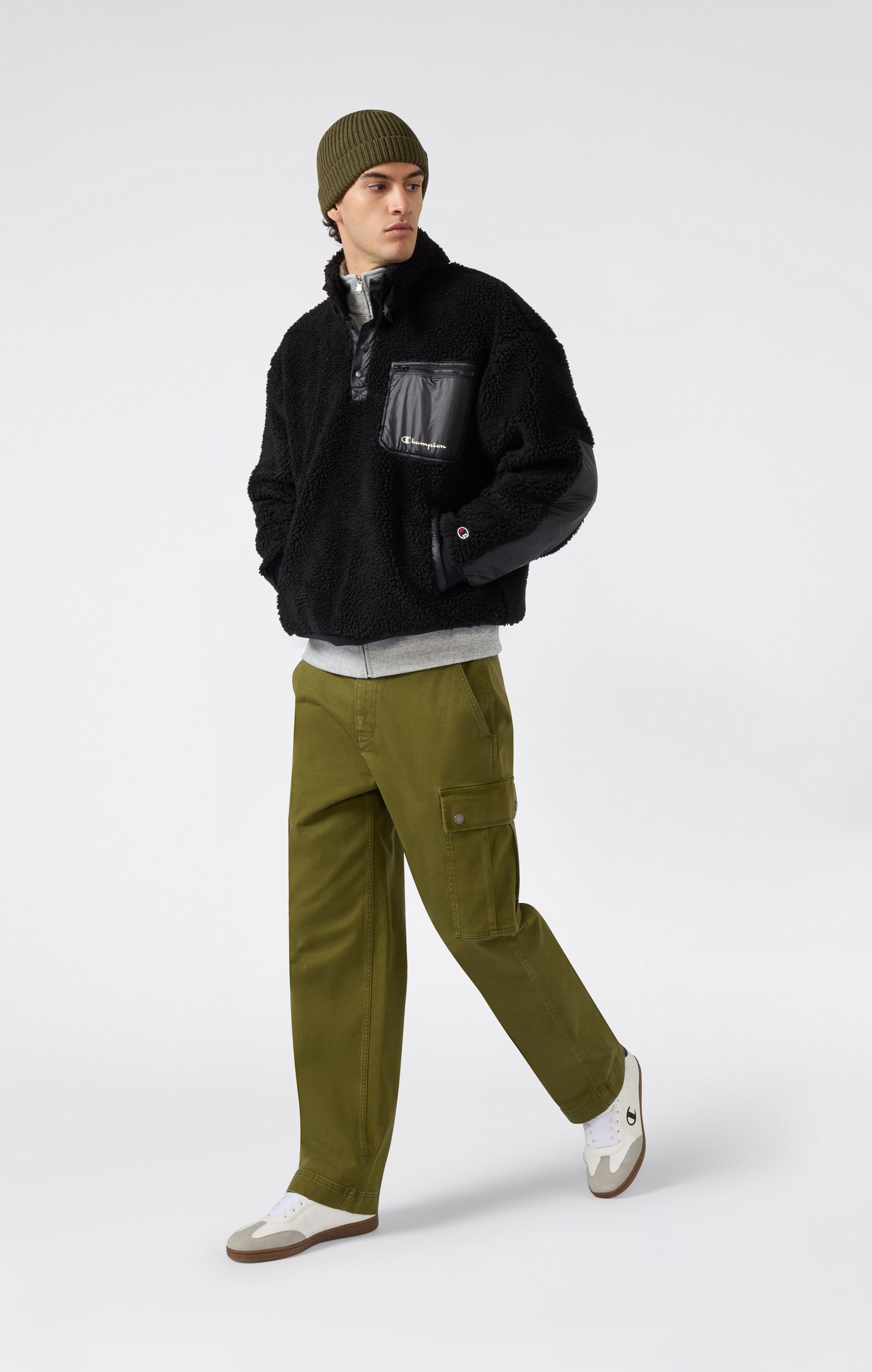 Top Polar Teddy Con Mezza Zip da Uomo