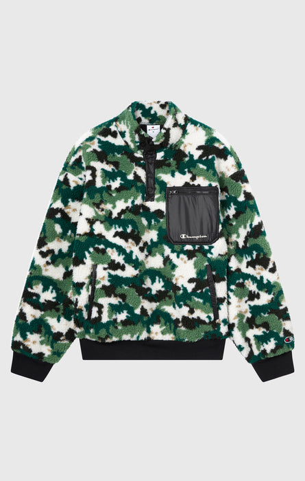 Top Polar Teddy Con Mezza Zip e Stampa da Uomo