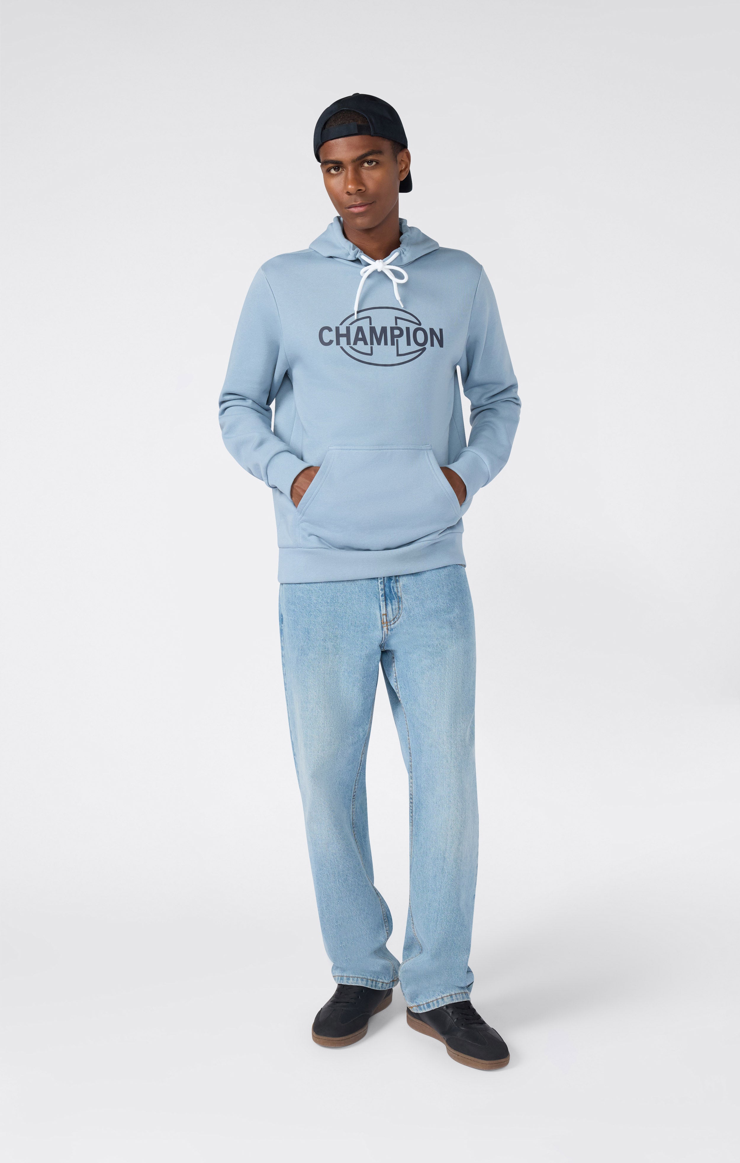 Men's Fleece Hoodie with Graphics Light Blue graphic shop