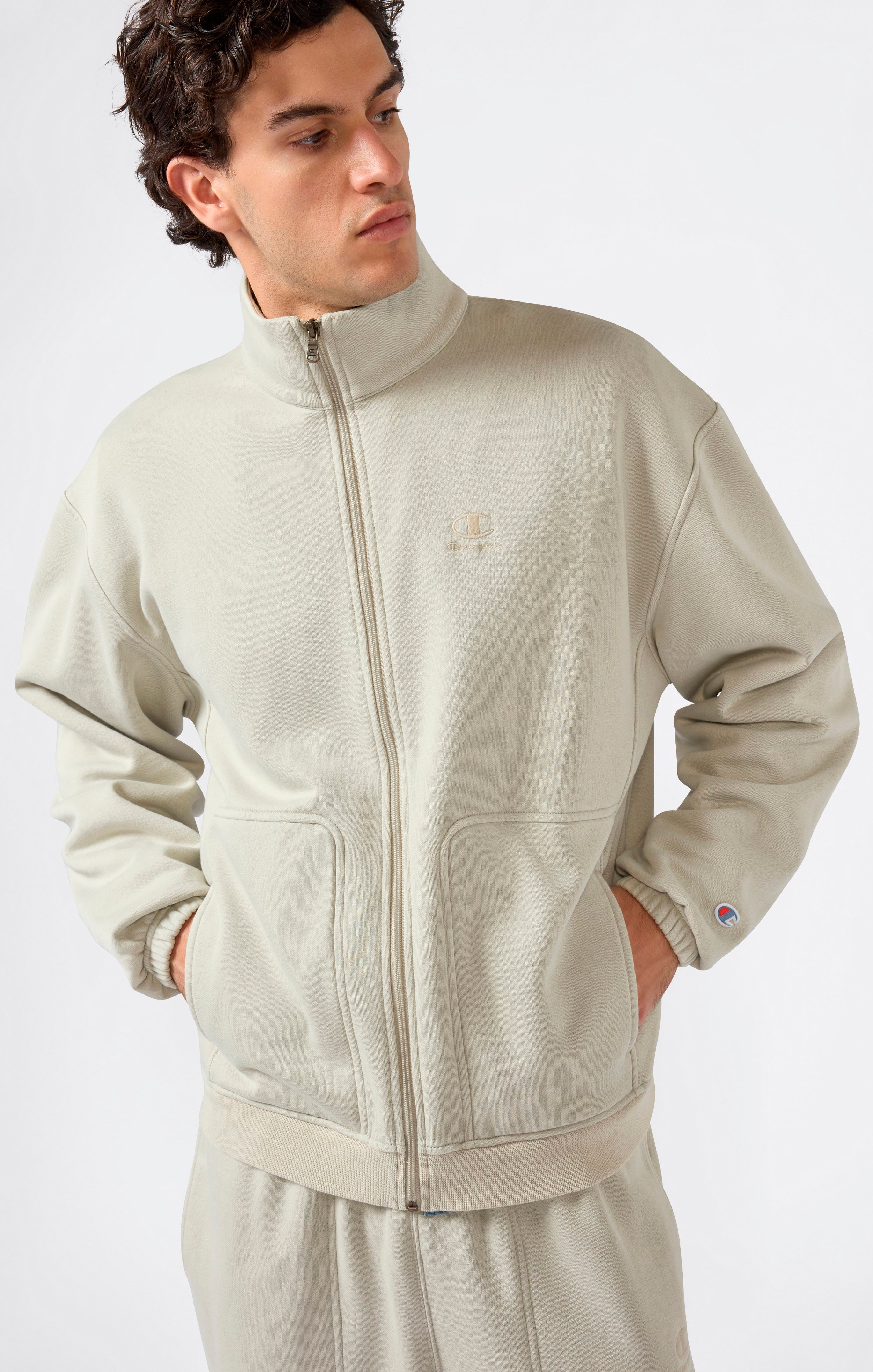 Trainingsanzug mit Reißverschluss für Herren Icons im Washed-Look mit angerautem Innenmaterial