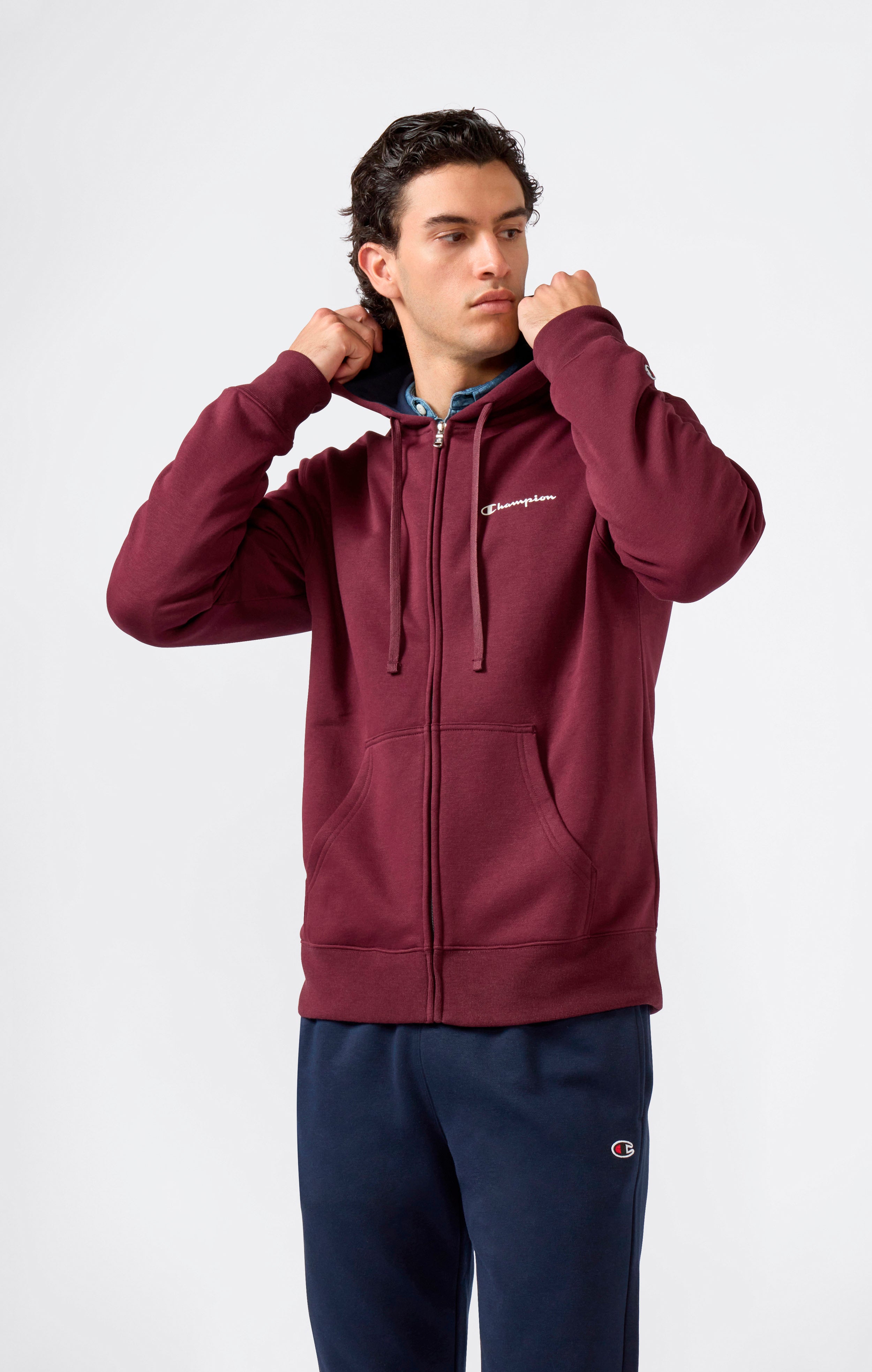 Trainingsanzug mit Kapuze und Reißverschluss für Herren mit angerautem Innenmaterial