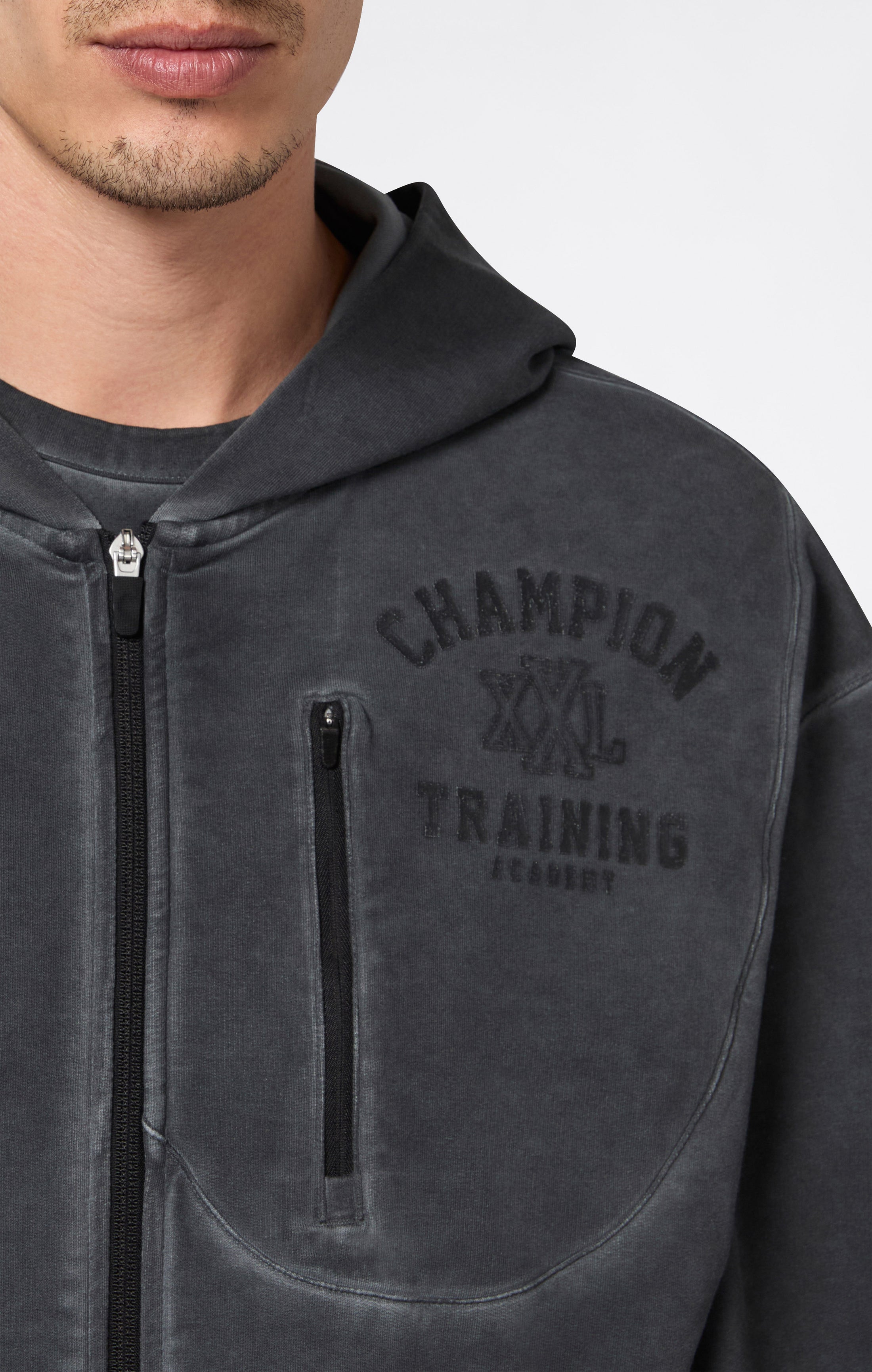 Men’s Washed Full Zip & Chest Zip Pocket Hoodie