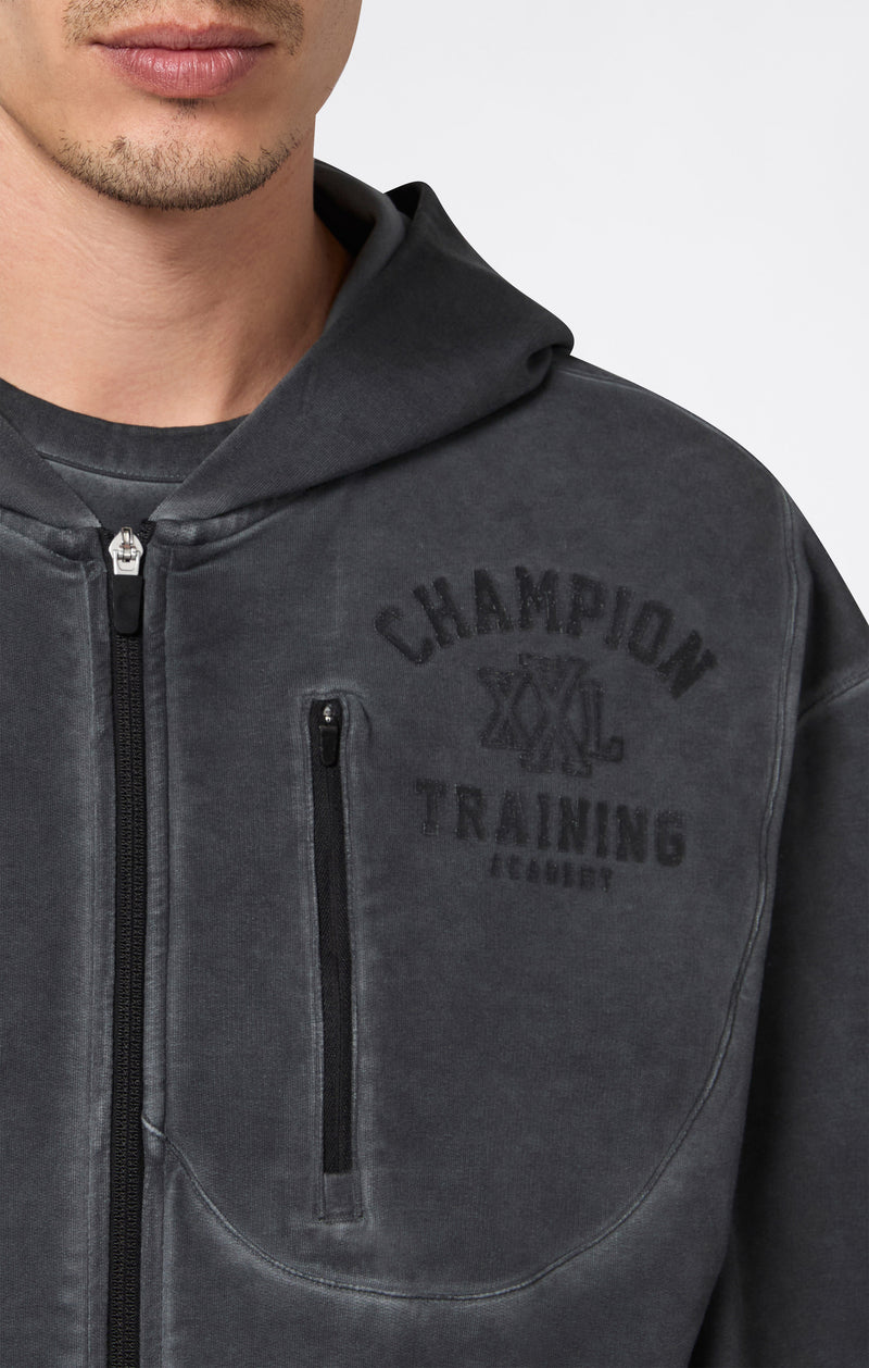 Herren Hoodie Mit Voller Reißverschluss Und Brusttasche Mit Reißverschluss Im Washed Look