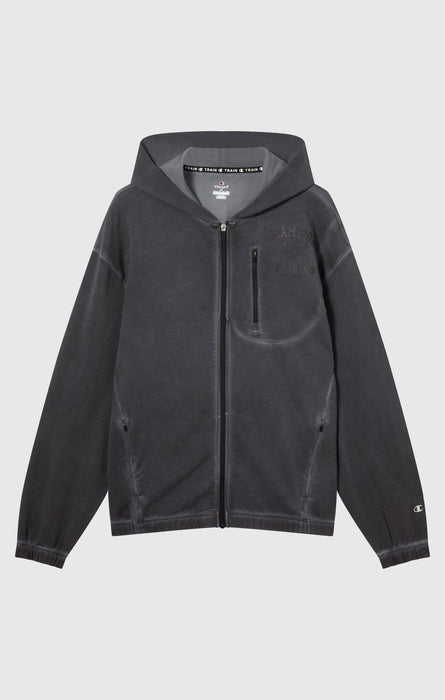 Sweat À Capuche Homme Zippé Effet Délavé Avec Poche Zippée Sur La Poitrine