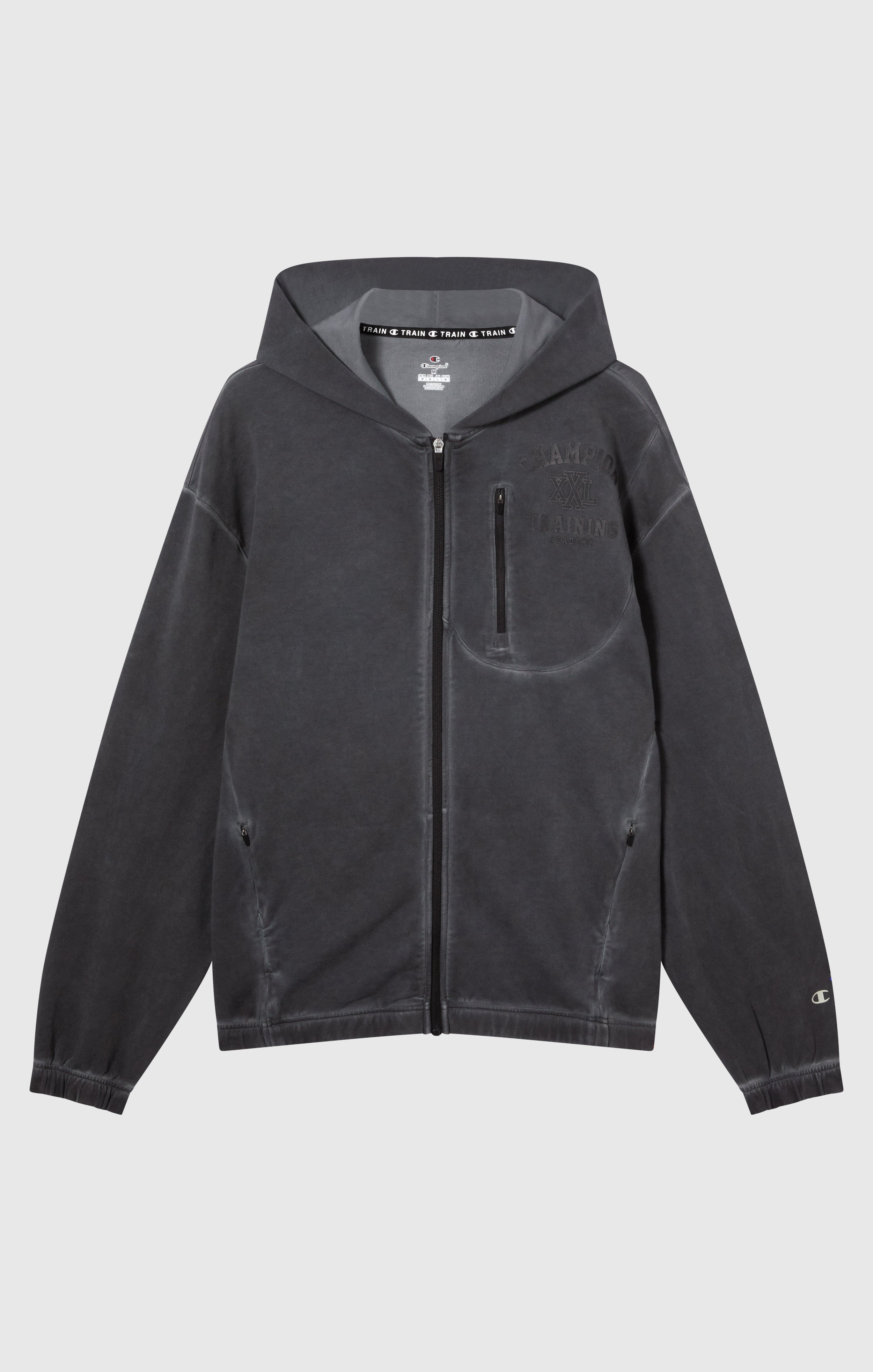 Men’s Washed Full Zip & Chest Zip Pocket Hoodie