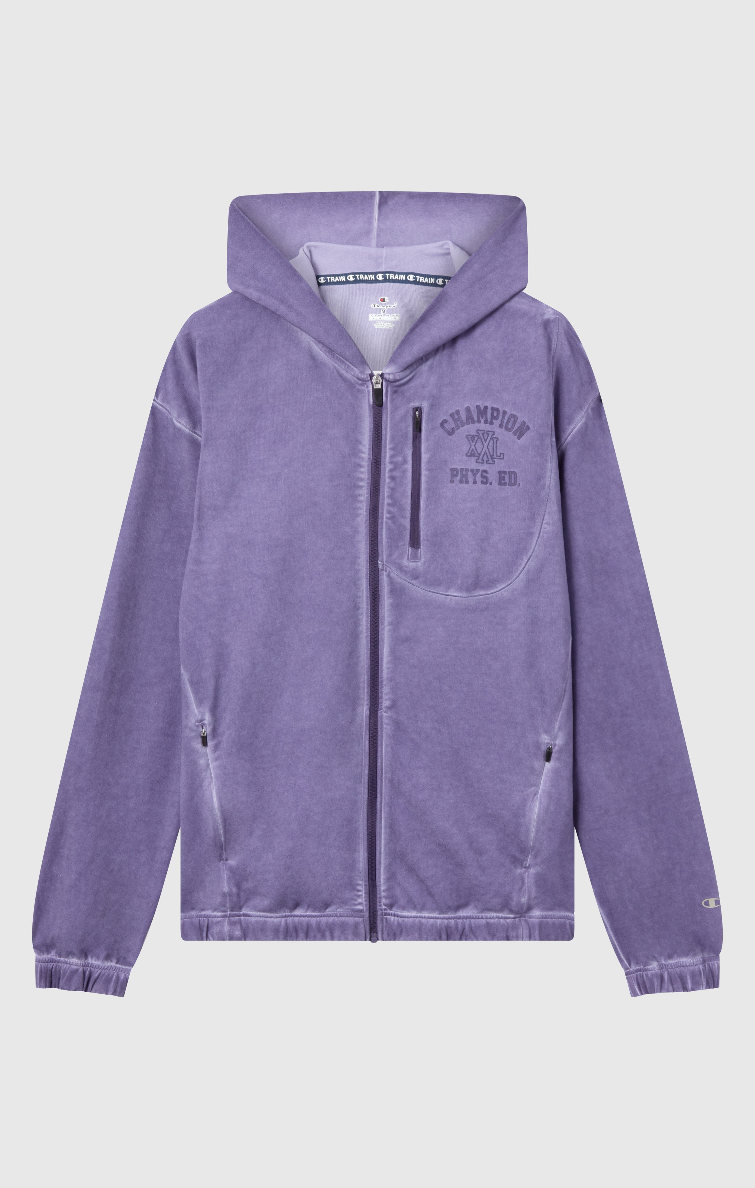 Sweat À Capuche Homme Zippé Effet Délavé Avec Poche Zippée Sur La Poitrine