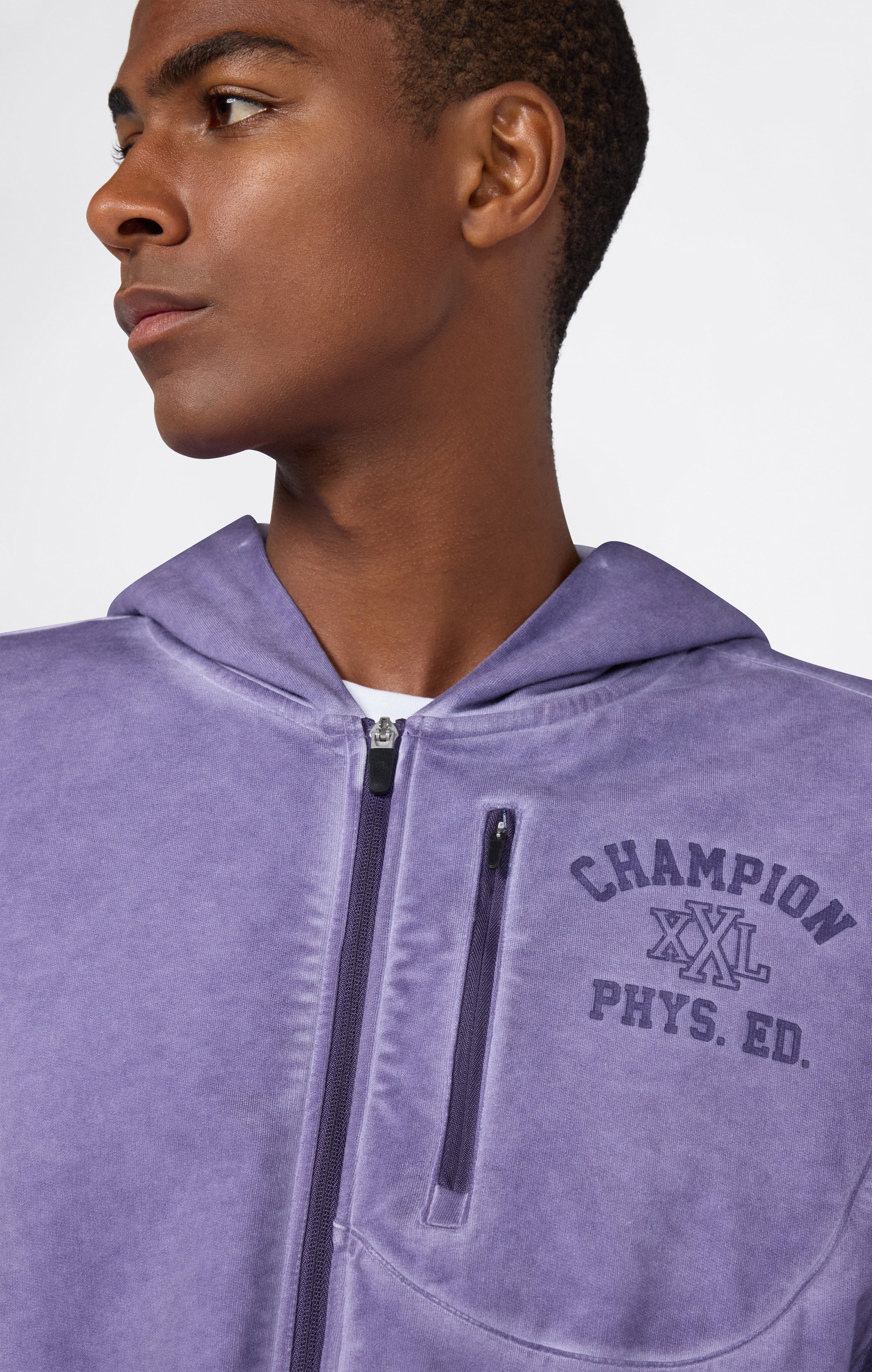 Sweat À Capuche Homme Zippé Effet Délavé Avec Poche Zippée Sur La Poitrine