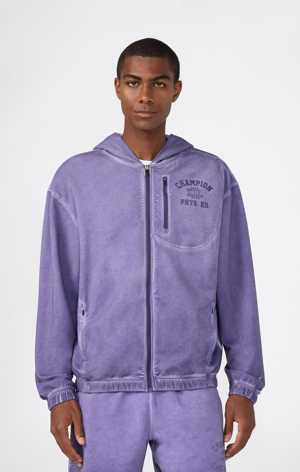 Herren Hoodie Mit Voller Reißverschluss Und Brusttasche Mit Reißverschluss Im Washed Look