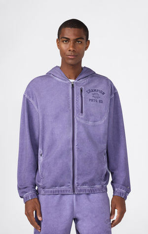 Herren Hoodie Mit Voller Reißverschluss Und Brusttasche Mit Reißverschluss Im Washed Look