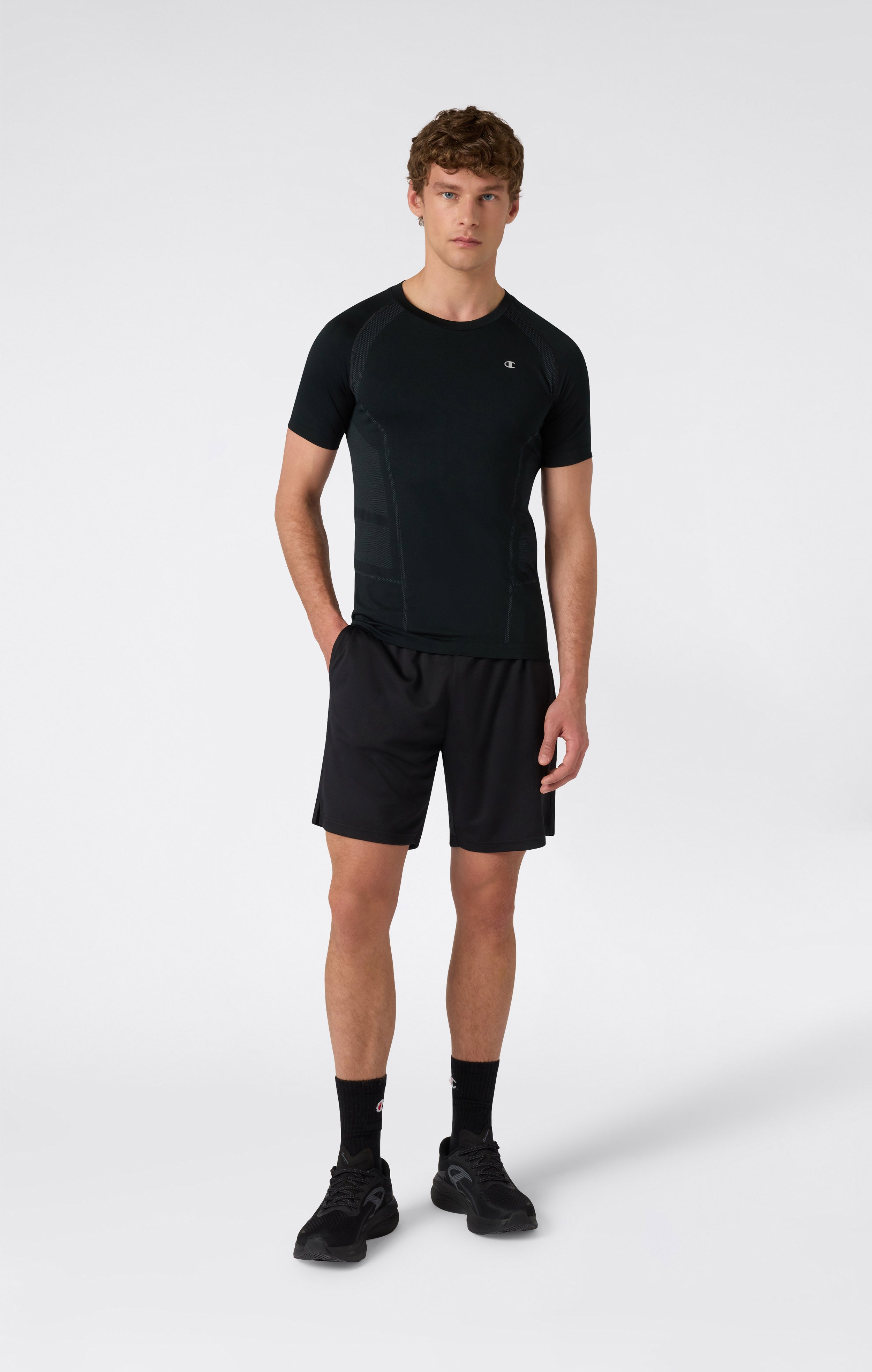 T-shirt Seamless da uomo con pannello posteriore traspirante Quick Dry