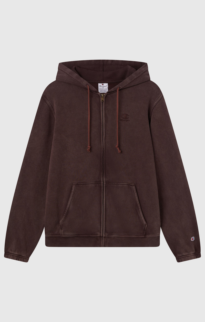 Men's Washed Fleece Full Zip Hoodie Icons Brown icons wash