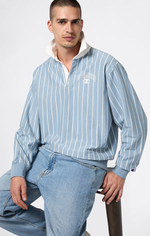 Men’s Striped Polo Sweatshirt Street Varsity