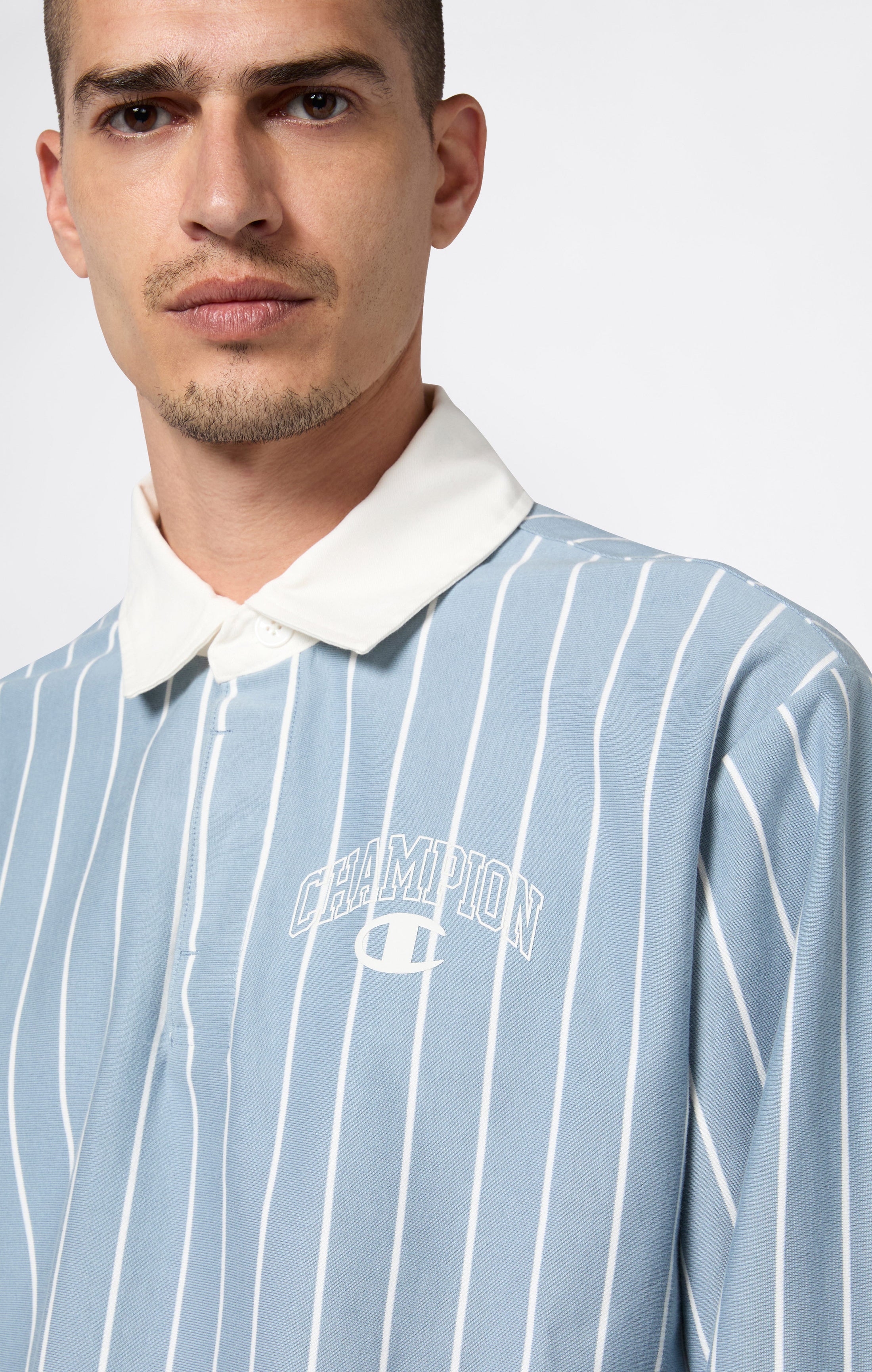 Men’s Striped Polo Sweatshirt Street Varsity