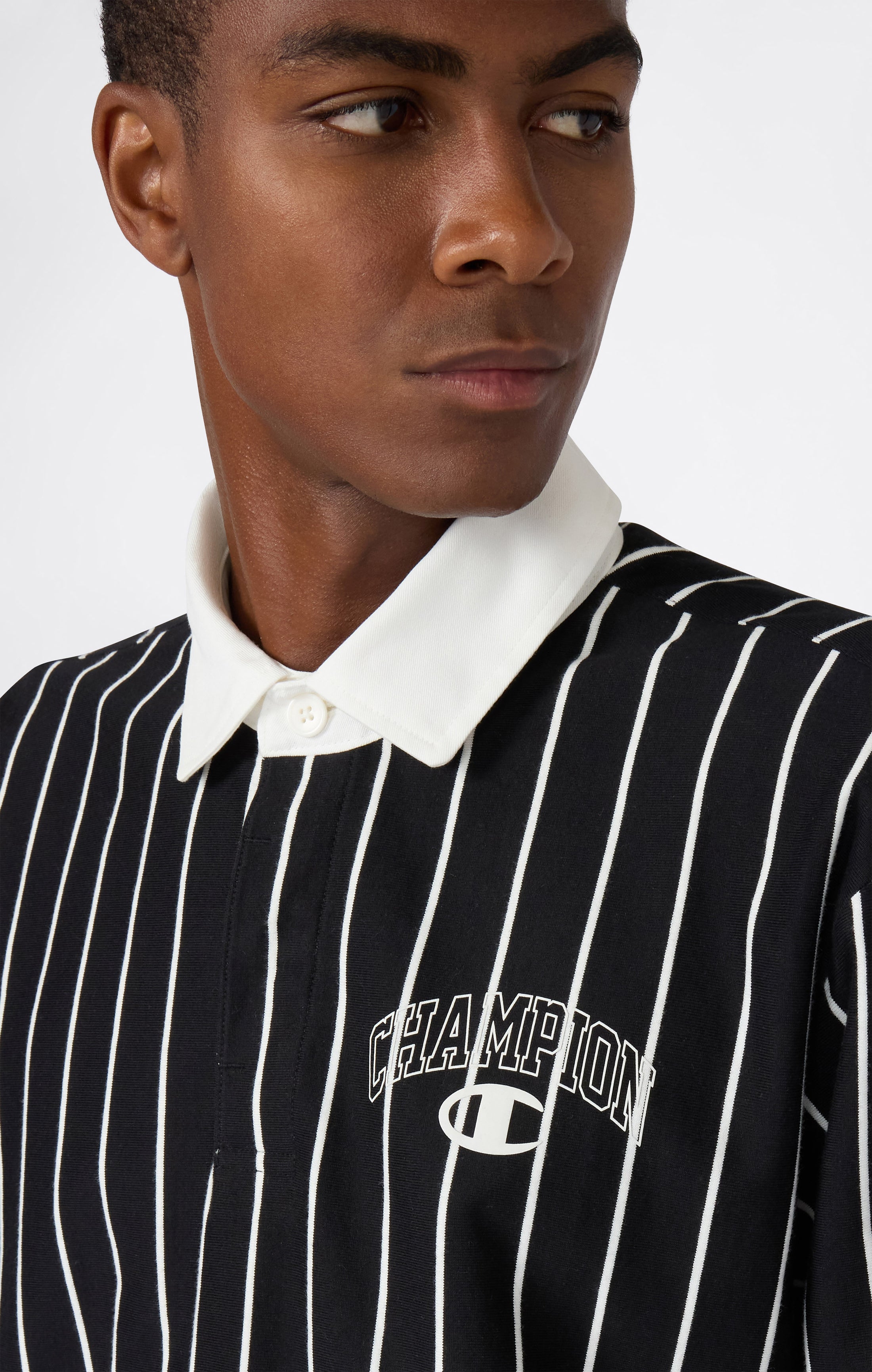 Men’s Striped Polo Sweatshirt Street Varsity