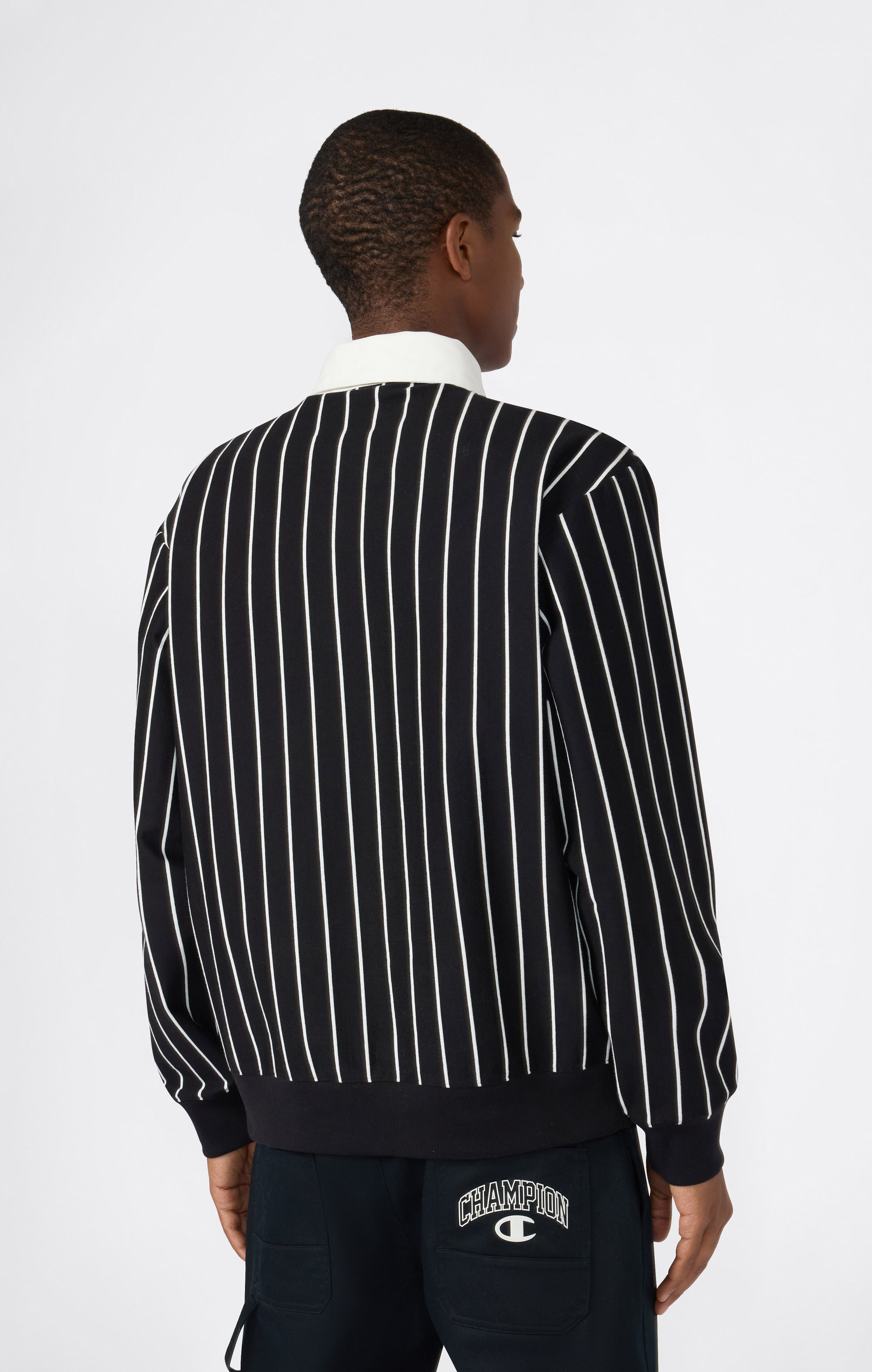 Men’s Striped Polo Sweatshirt Street Varsity