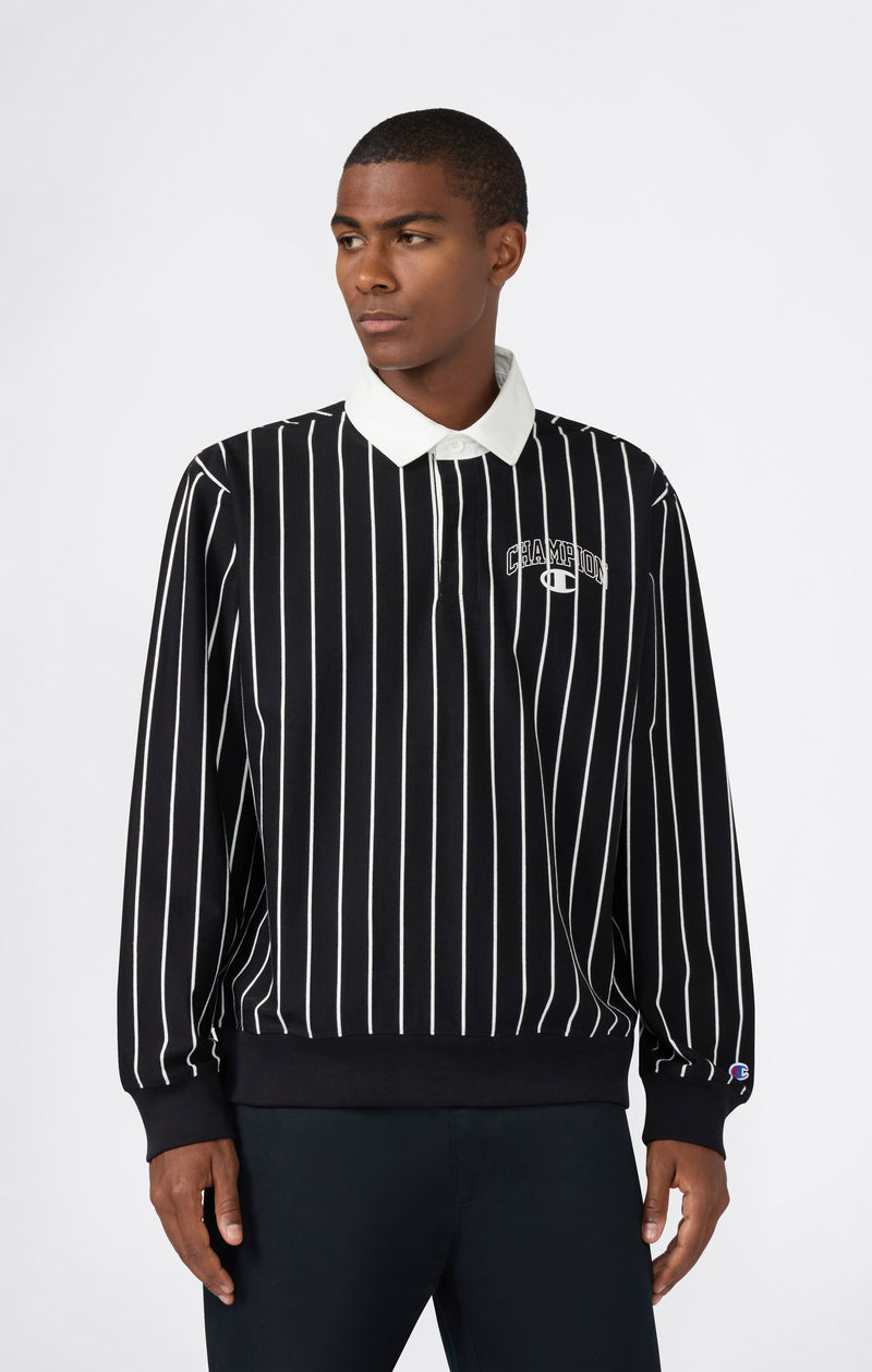 Men’s Striped Polo Sweatshirt Street Varsity