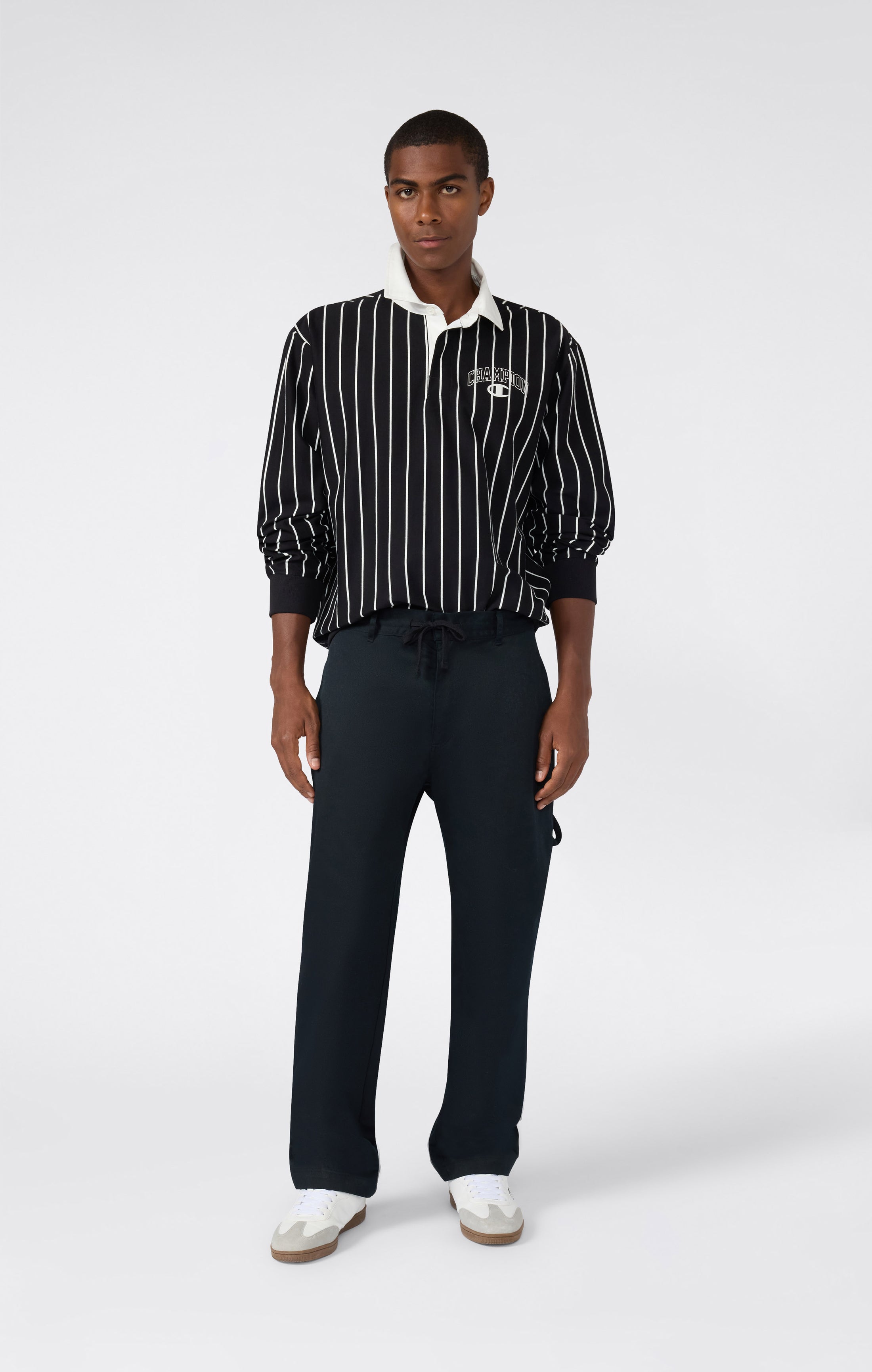 Men’s Striped Polo Sweatshirt Street Varsity
