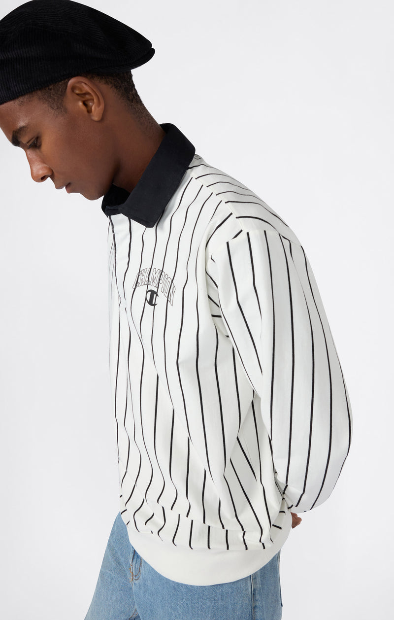 Men’s Striped Polo Sweatshirt Street Varsity