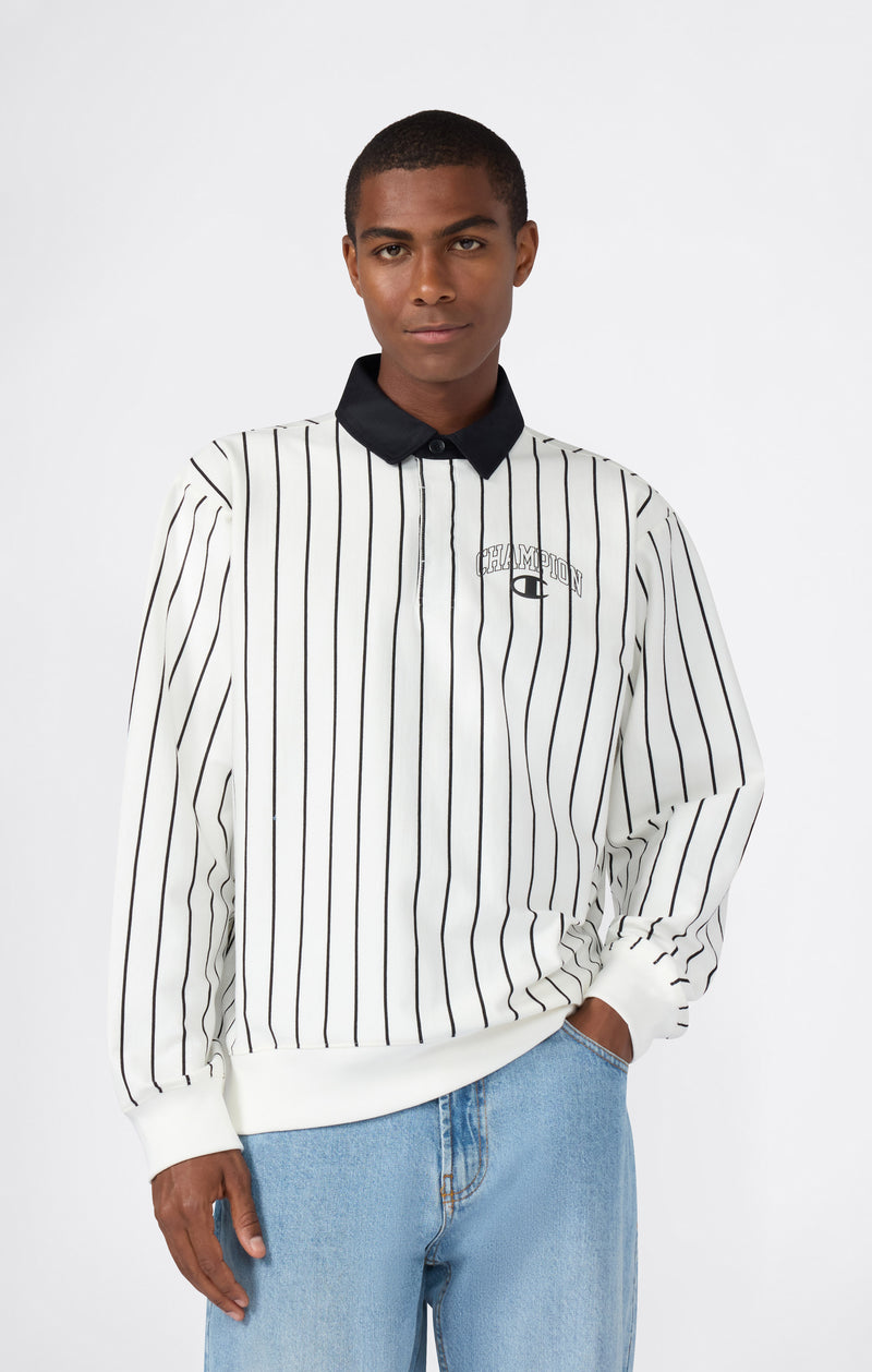 Men’s Striped Polo Sweatshirt Street Varsity