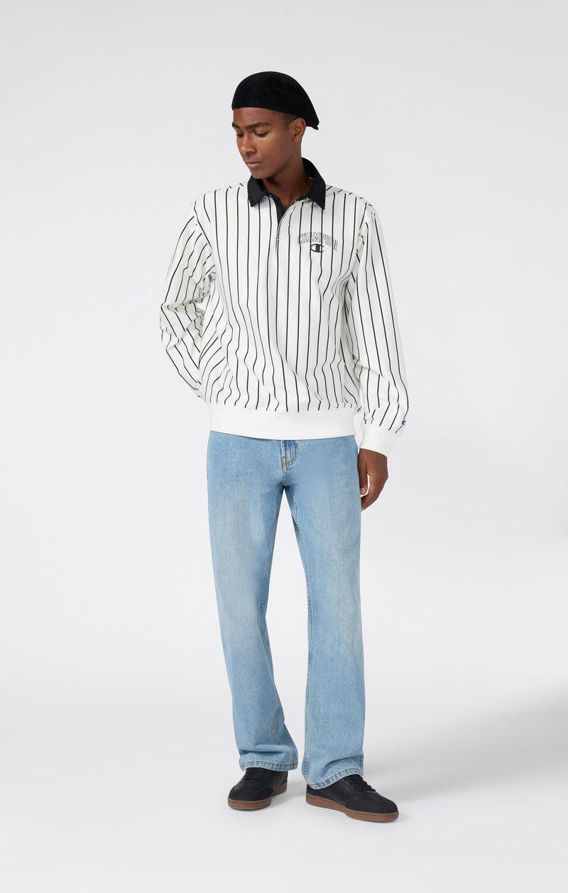 Men’s Striped Polo Sweatshirt Street Varsity