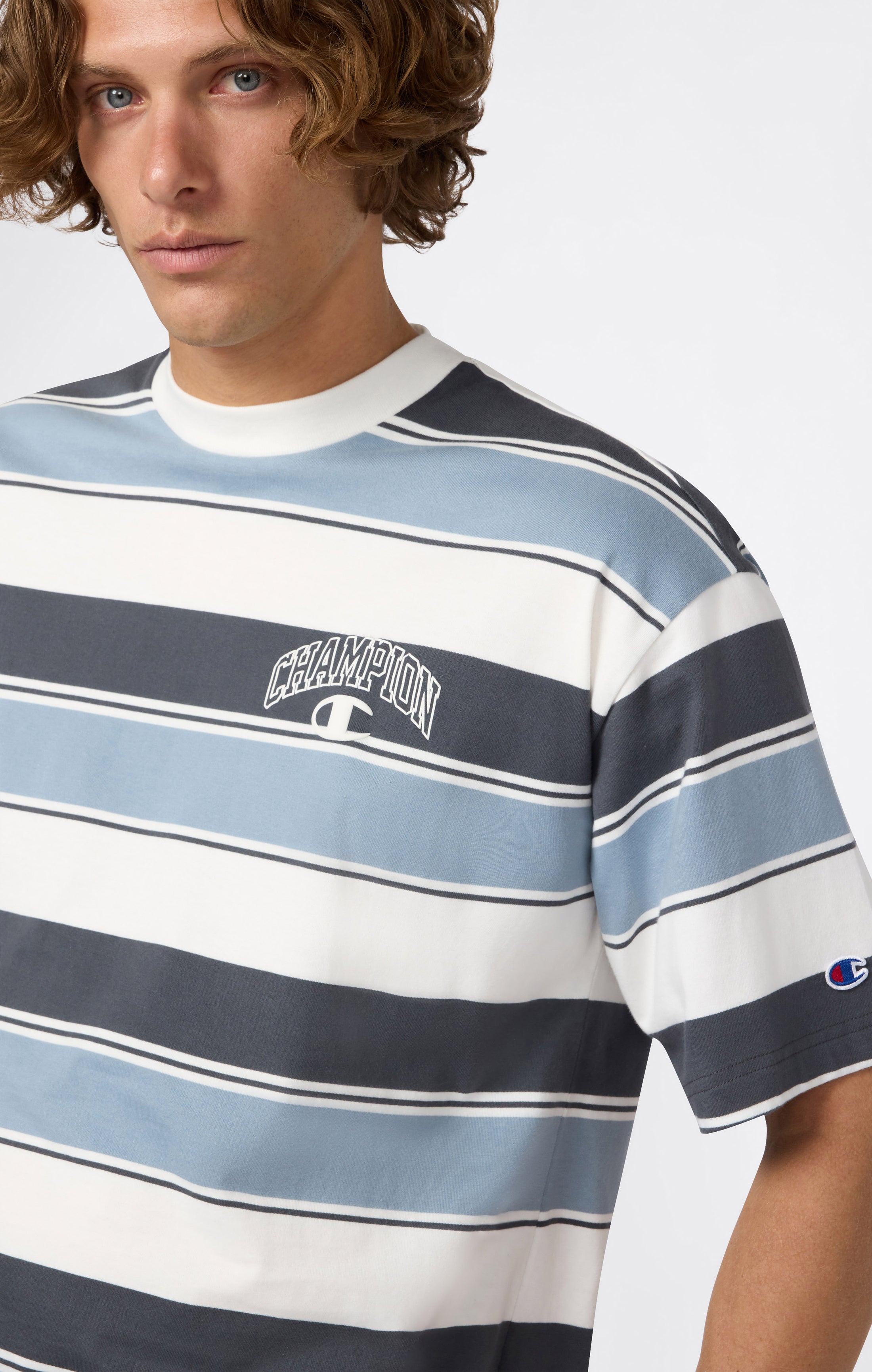 Men’s Crewneck T-Shirt Street Varsity Striped