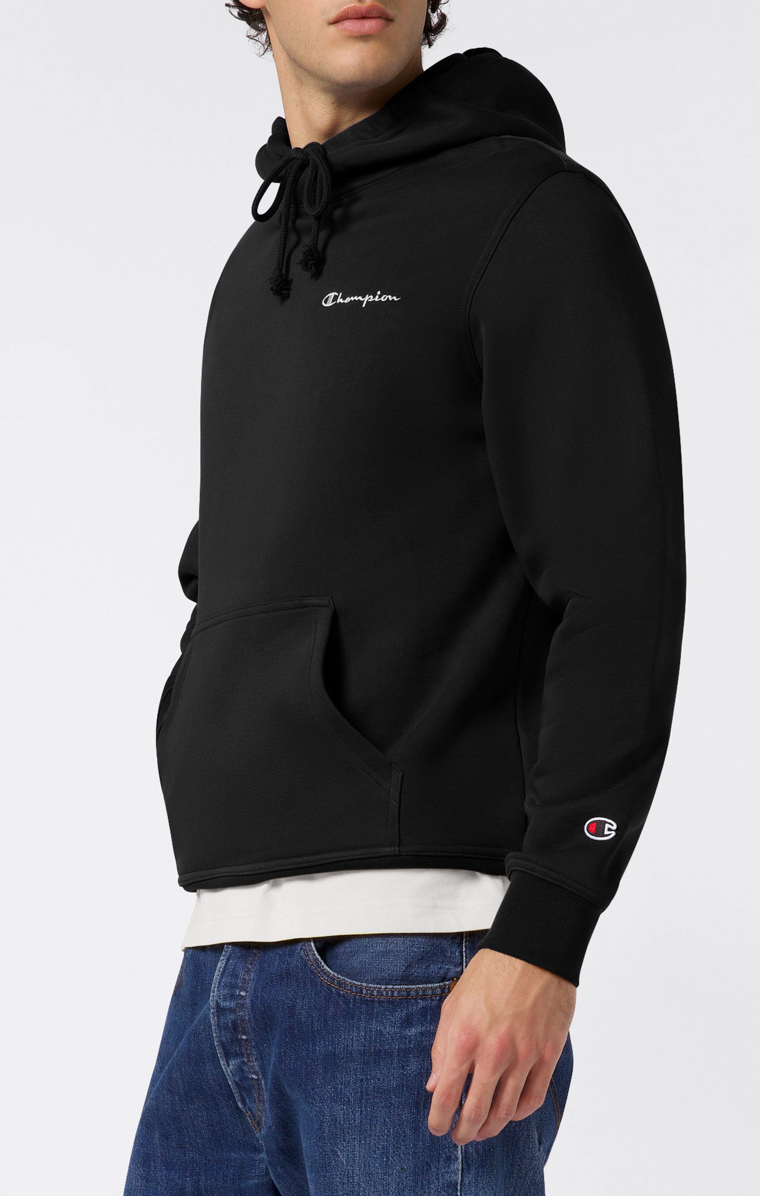 Men’s Fleece Hoodie with Small Embroidered Logo Icons