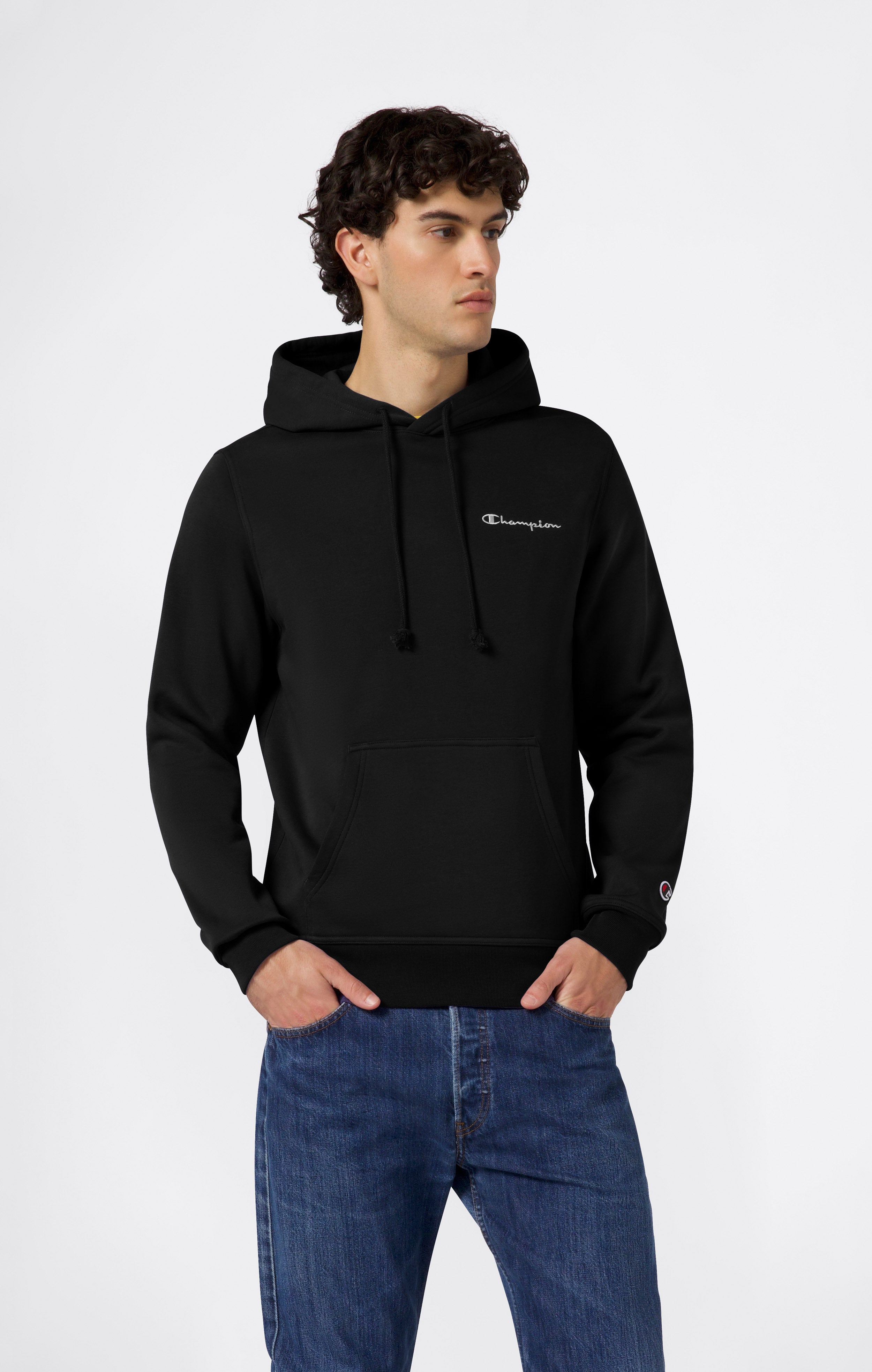 Men’s Fleece Hoodie with Small Embroidered Logo Icons