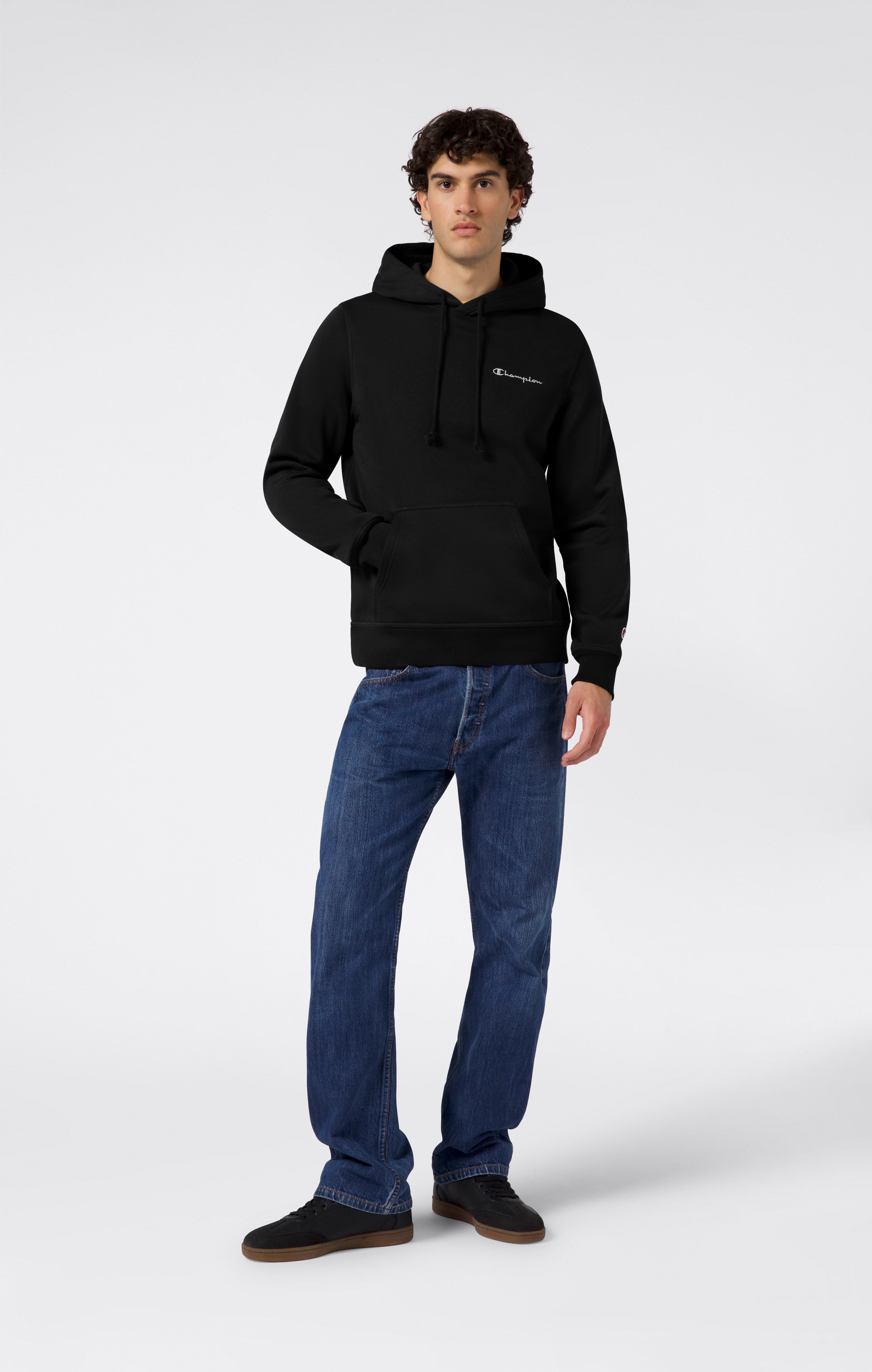 Men’s Fleece Hoodie with Small Embroidered Logo Icons