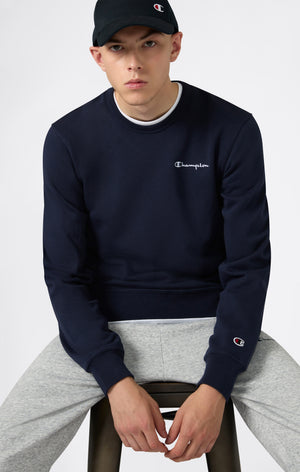Men’s Fleece Crewneck Sweatshirt with Small Embroidered Logo Icons