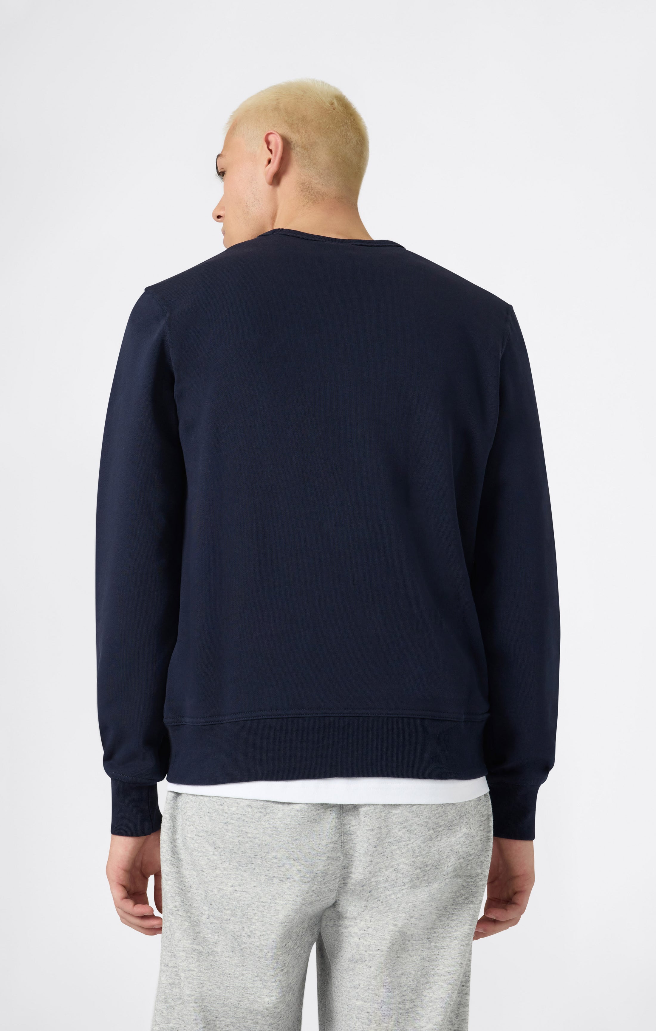 Men’s Fleece Crewneck Sweatshirt with Small Embroidered Logo Icons