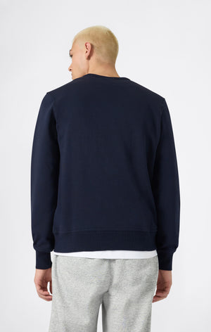 Men’s Fleece Crewneck Sweatshirt with Small Embroidered Logo Icons