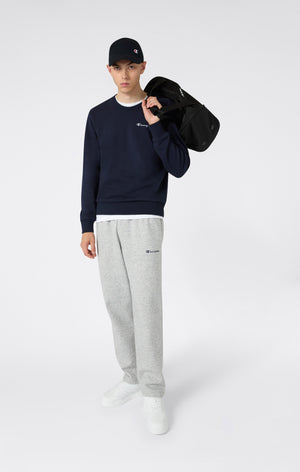 Men’s Fleece Crewneck Sweatshirt with Small Embroidered Logo Icons